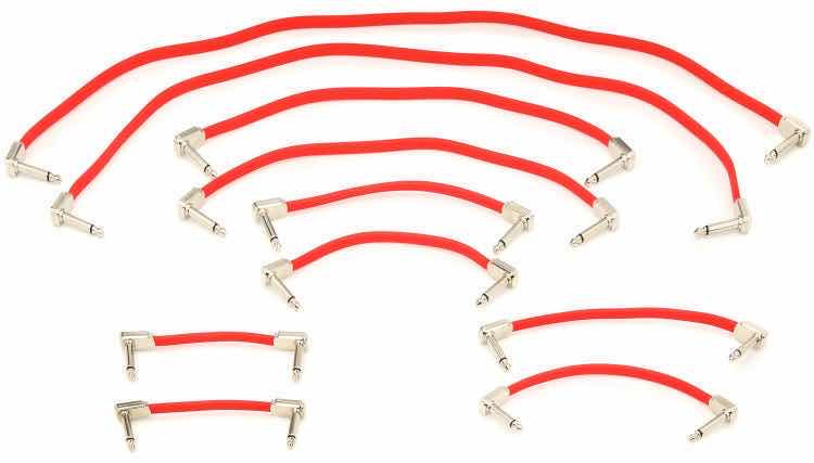 Photo 1 of ERNIE BALL FLAT RIBBON PATCH CABLES PEDAL BOARD PACK, RED MULTIPACK QTY 10