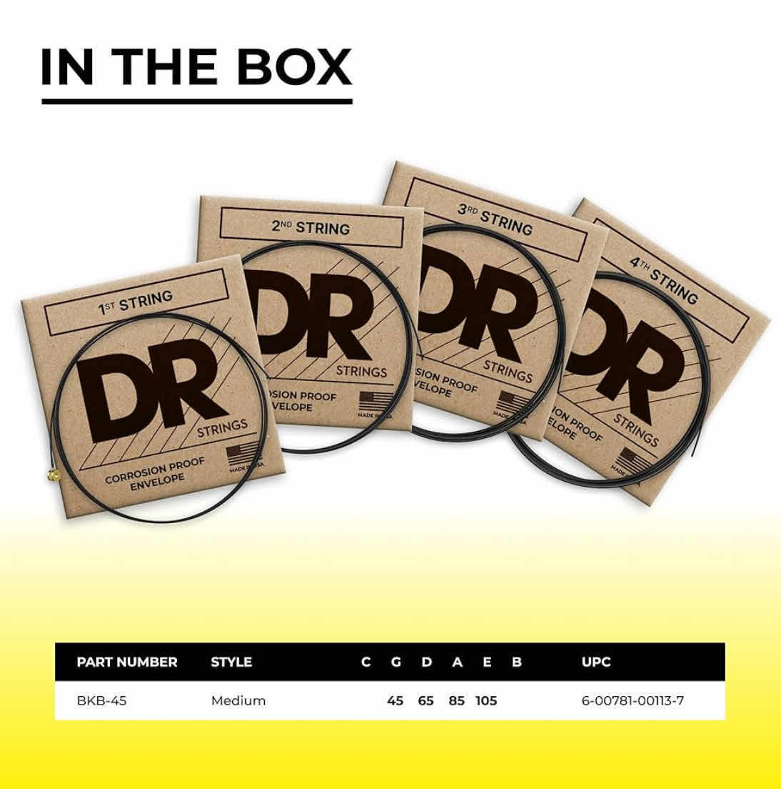 Photo 1 of DR STRINGS BLACK BEAUTIES COATED BLACK BASS GUITAR STRINGS, MEDIUM GAGE, MEDIUM SCALE BKB-45