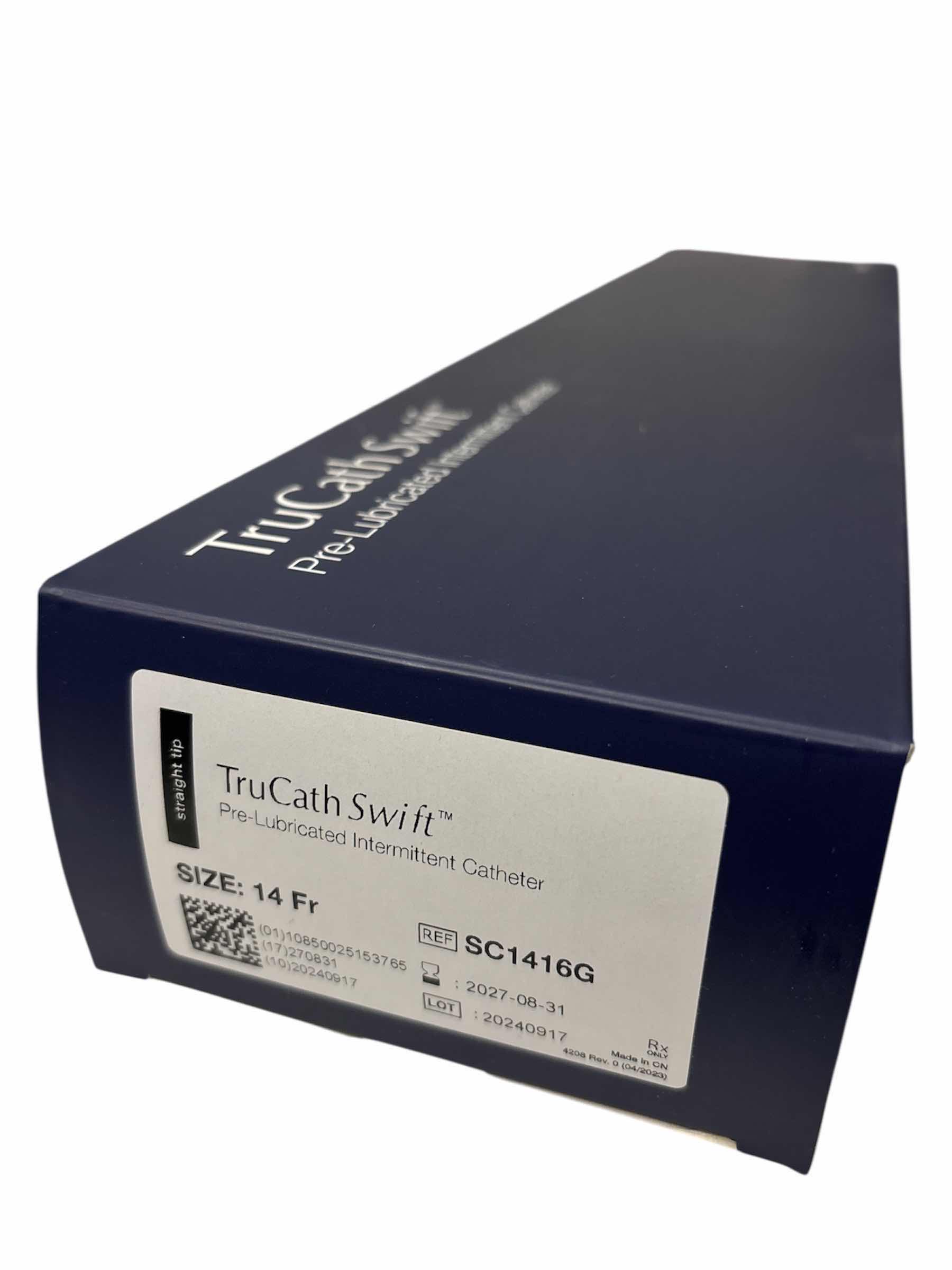 Photo 1 of TRUCATH SWIFT PRE-LUBRICATED INTERMITTENT CATHETER, STRAIGHT TIP SIZE 14 Fr (APPROX QTY 30)