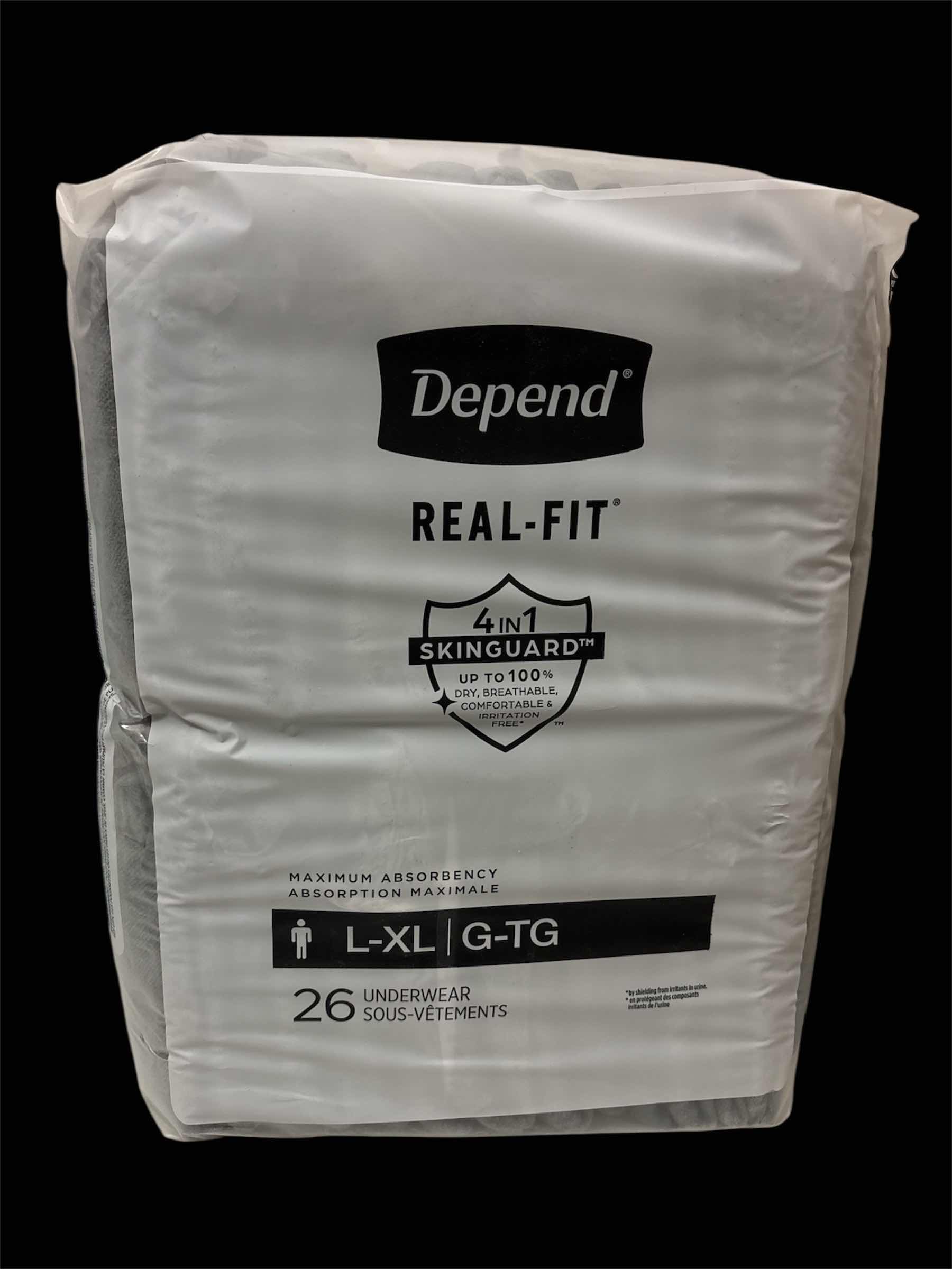 Photo 1 of DEPEND REAL-FIT MAXIMUM ABSORBENCY L/XL DISPOSABLE UNDERWEAR, 26 COUNT