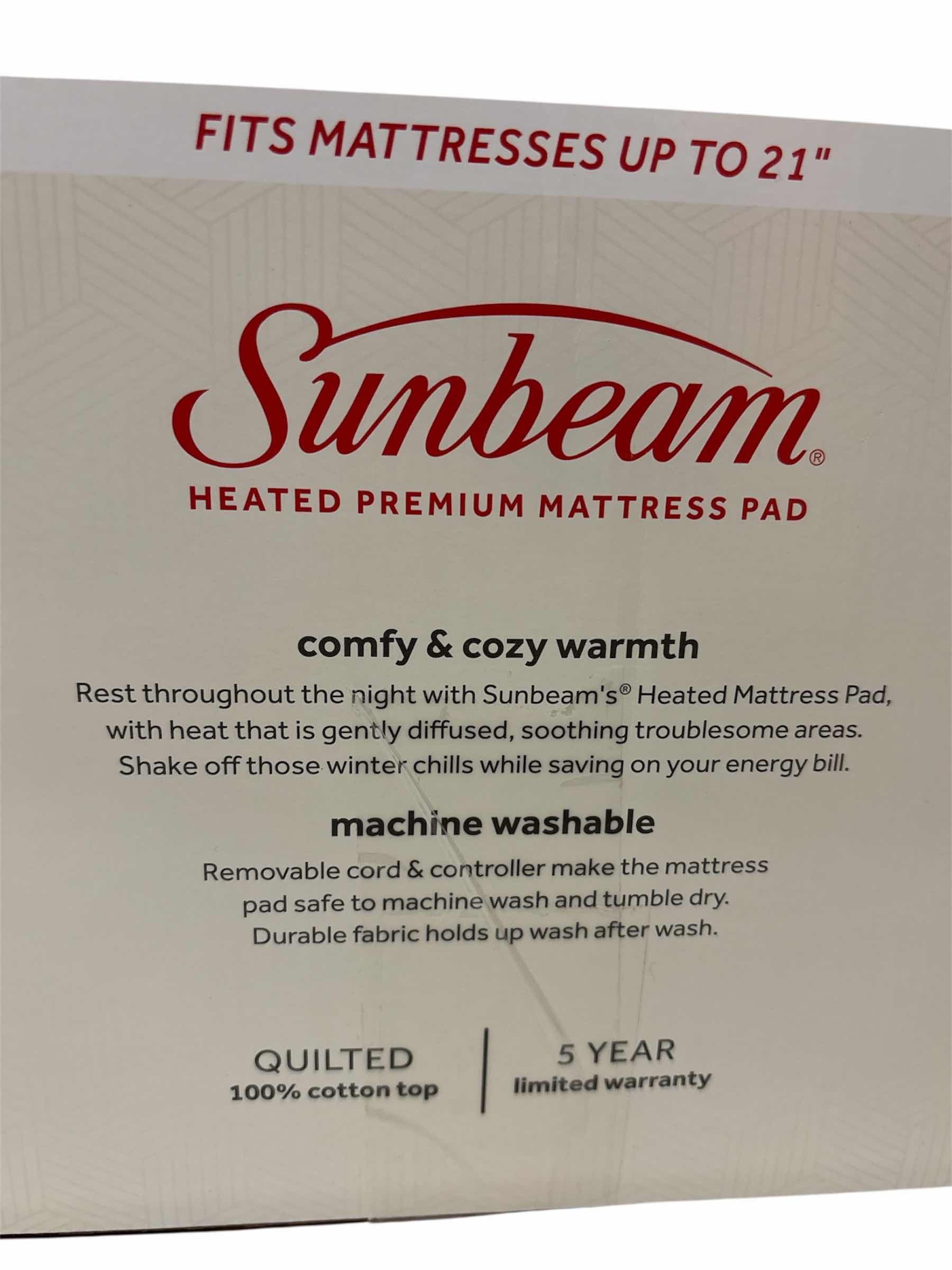 Photo 1 of BEAUTYREST HEATED MATTRESS PAD, 10 HEAT SETTINGS, 10 HR AUTO SHIT OFF TIMER, DIGITAL DISPLAY CONTROL W DUAL ZONES, EXTRA PLUSH, WHITE/QUEEN