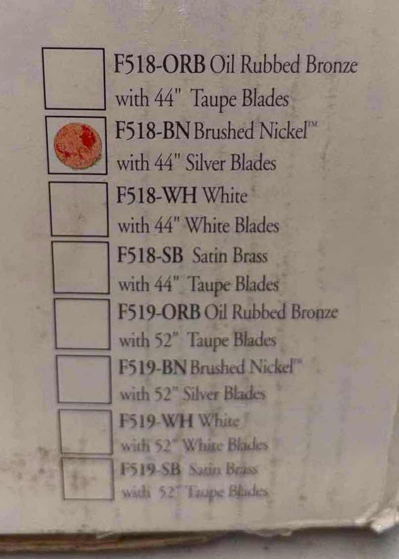 Photo 1 of NEW MINKA AIRE CONCEPT II FLUSH MOUNT CEILING FAN, 3 SILVER/PEWTER 44”BLADES, BRUSHED NICKEL F518-BN