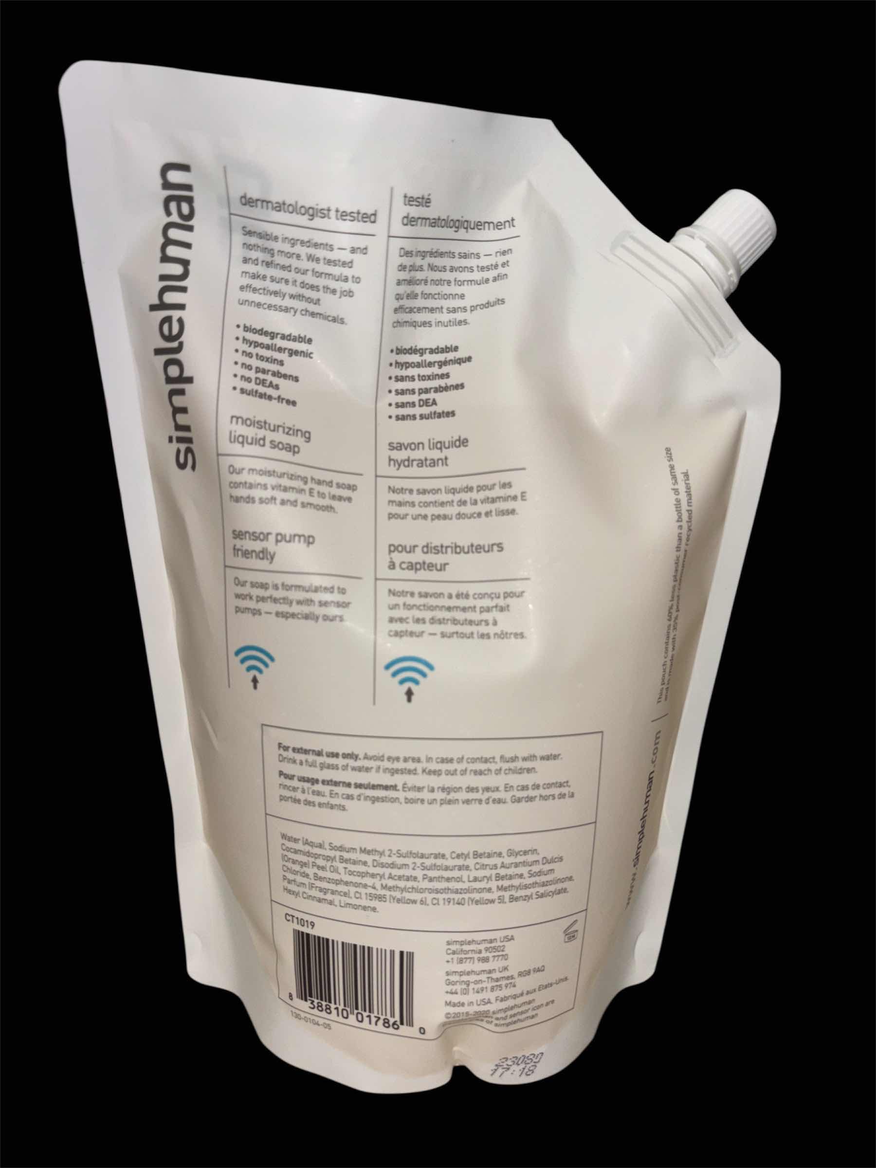 Photo 1 of NEW SIMPLE HUMAN LIQUID HAND SOAP REFILL POUCH FOR SENSOR PUMPS, MANDARIN ORANGE 34 OZ