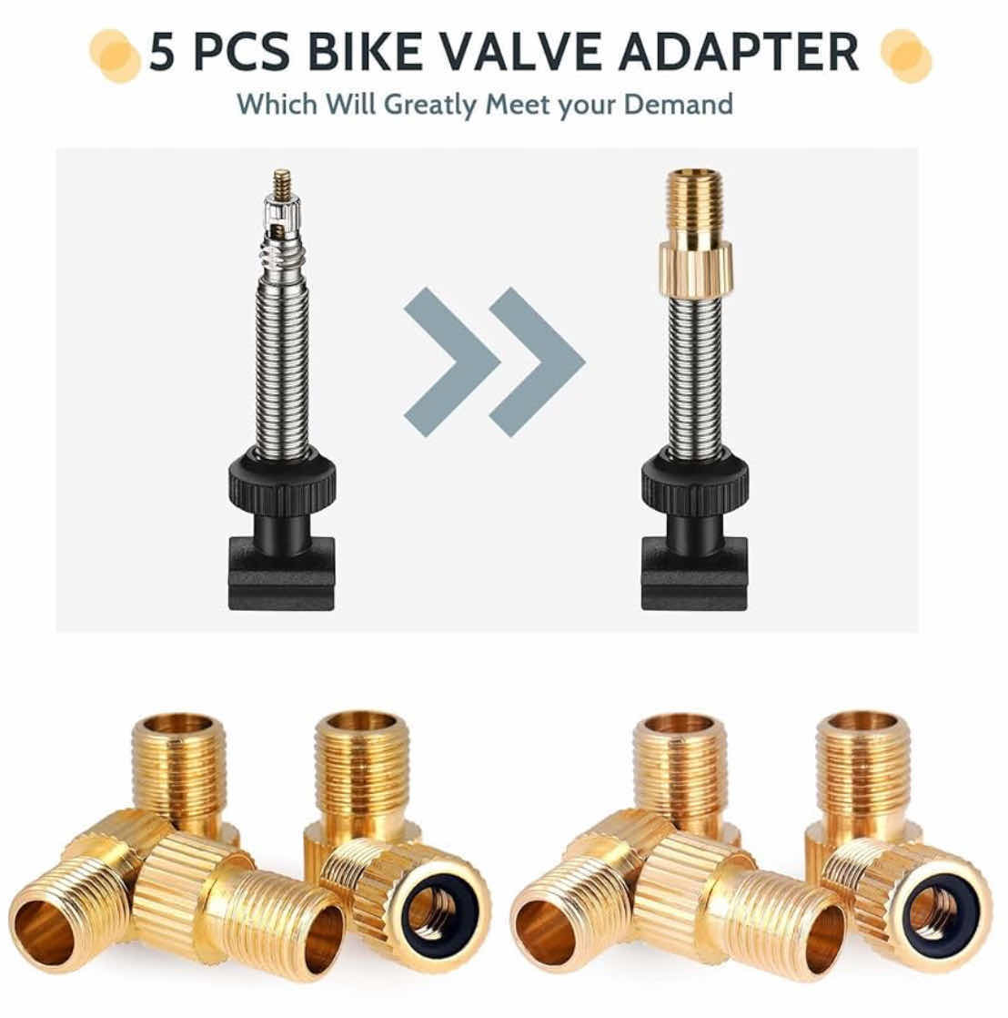 Photo 1 of NEW KOOL-STOP PRESTA BRASS VALVE ADAPTOR W “O”RING, PRESTA CONVERTS TO SCHRADER, 8 PCS