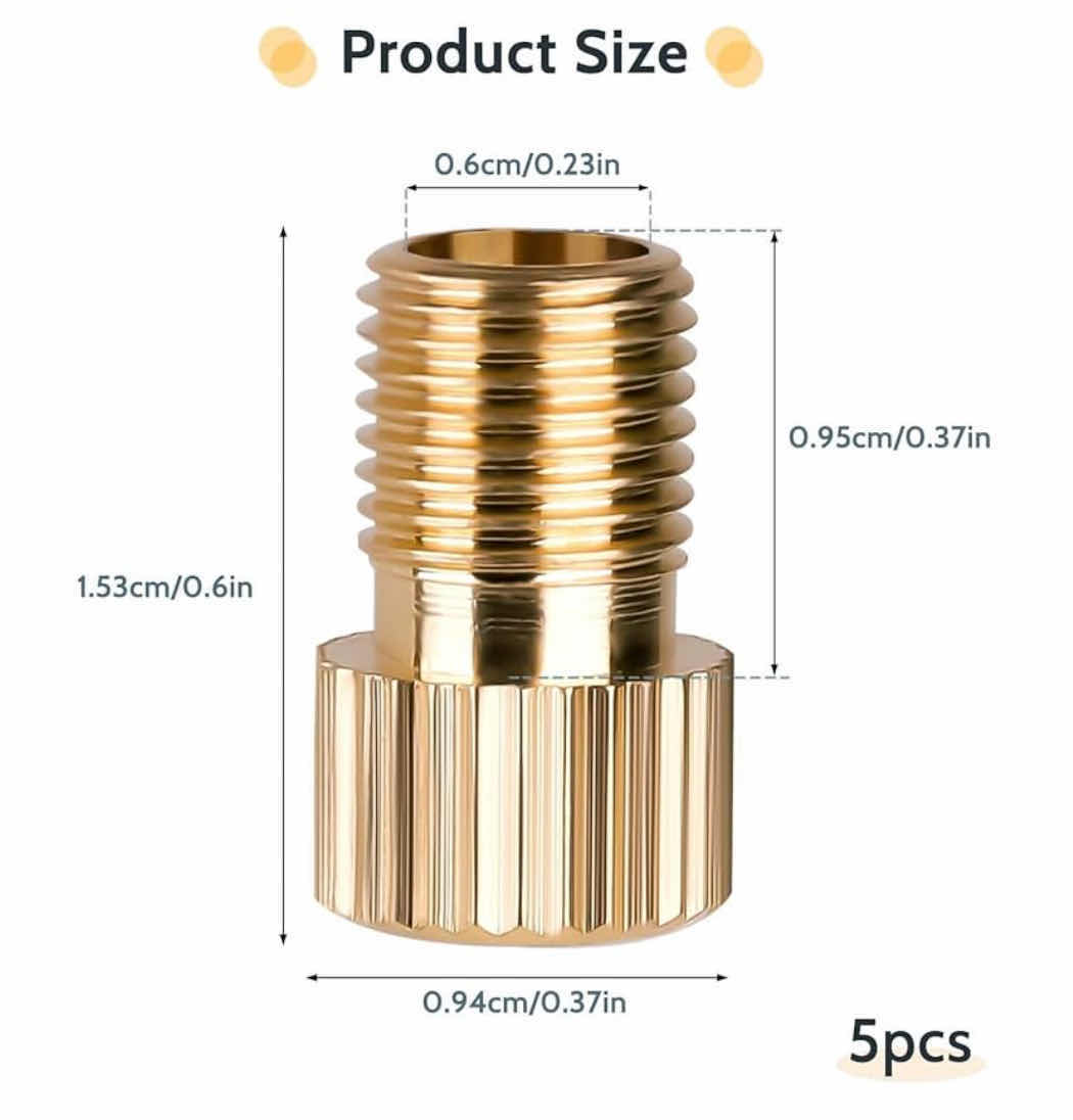 Photo 1 of NEW KOOL-STOP PRESTA BRASS VALVE ADAPTOR W “O”RING, PRESTA CONVERTS TO SCHRADER, 8 PCS