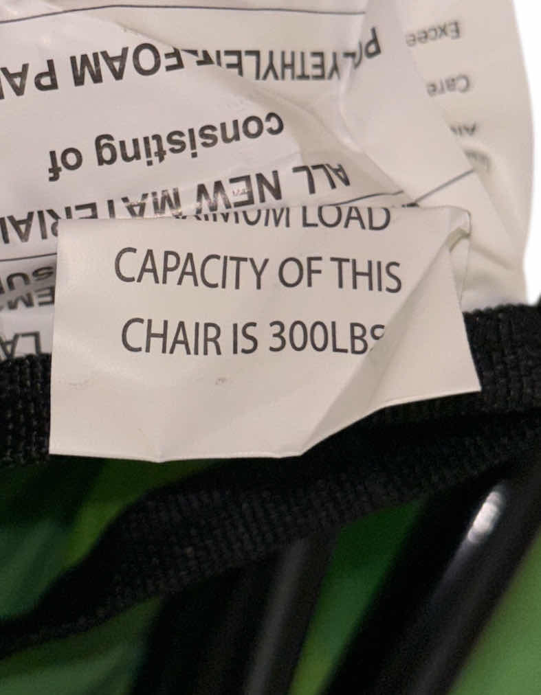 Photo 1 of H.I.T. PROMOTIONAL PRODUCTS PORTABLE FOLDING/CAMPING/OUTDOOR CHAIR W CARRY BAG, LIME (300 LB CAPACITY)