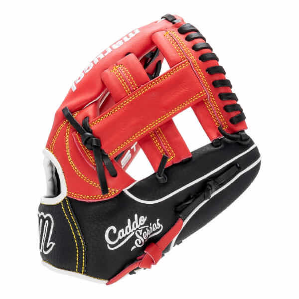 Photo 1 of MARUCCI CADDO SERIES 11” YOUTH BASEBALL GLOVE, BLACK/RED/WHITE/GOLD (MDG2CD1100)
