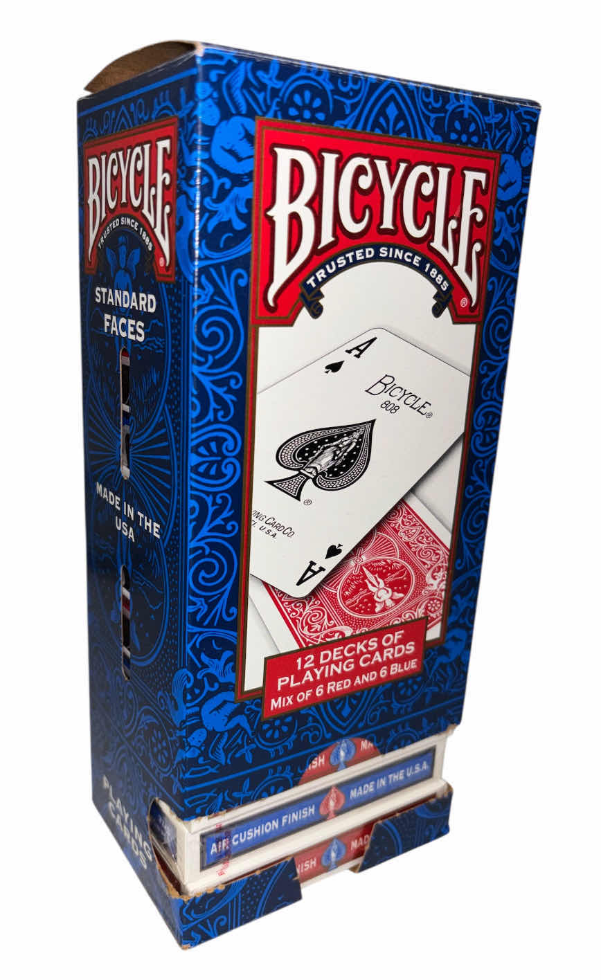 Photo 1 of NEW BICYCLE PLAYING CARDS, POKER SIZE 12 PACK (6 BLUE, 6 RED)