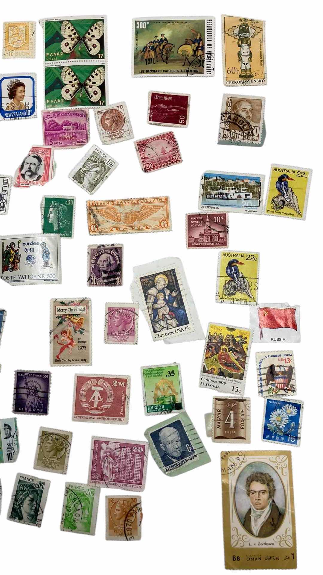 Photo 1 of VINTAGE STAMPS FROM AROUND THE WORLD (APPROX 75)