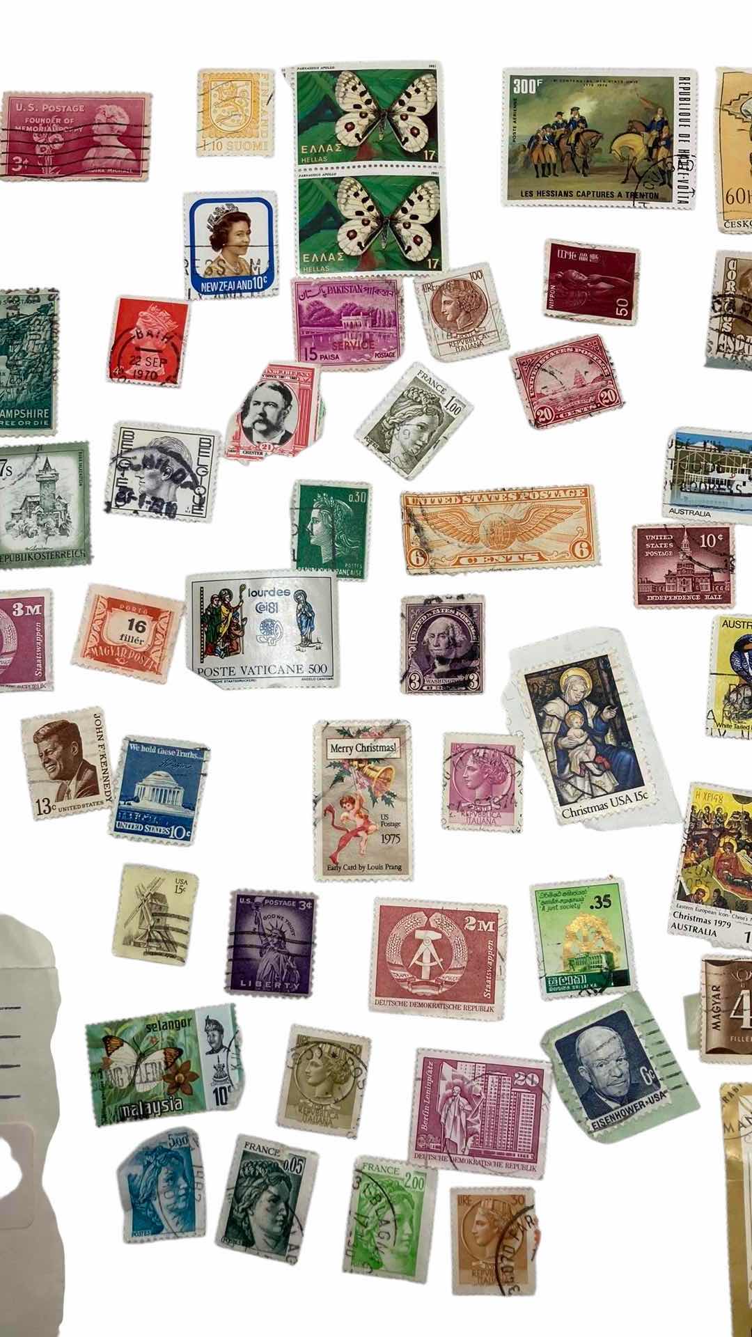 Photo 1 of VINTAGE STAMPS FROM AROUND THE WORLD (APPROX 75)