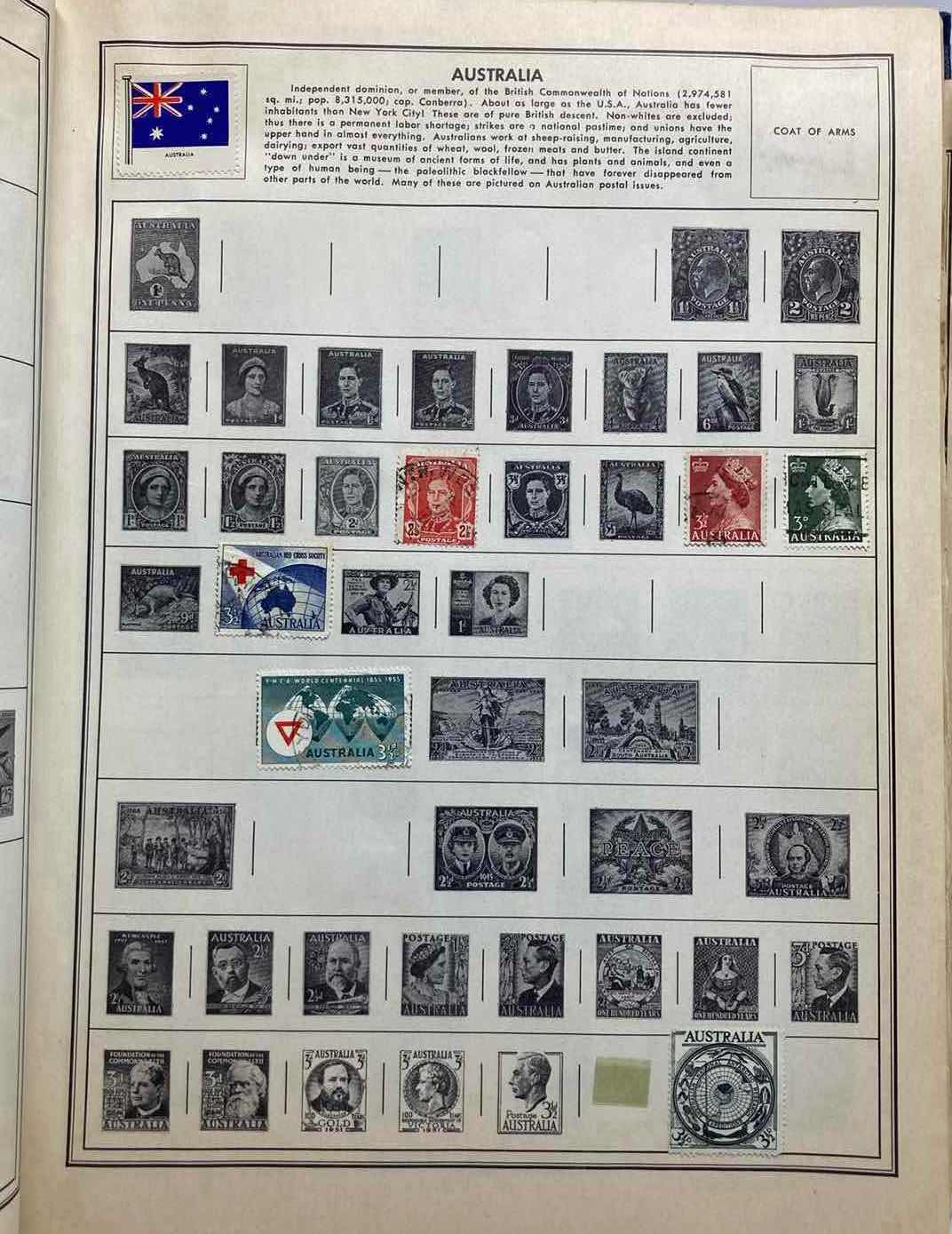 Photo 1 of THE AMBASSADOR ALBUM POSTAGE STAMPS OF THE WORLD BOOKLET PRINTED 1957 COPYRIGHT 1954 W STAMPS FROM AROUND THE WORLD