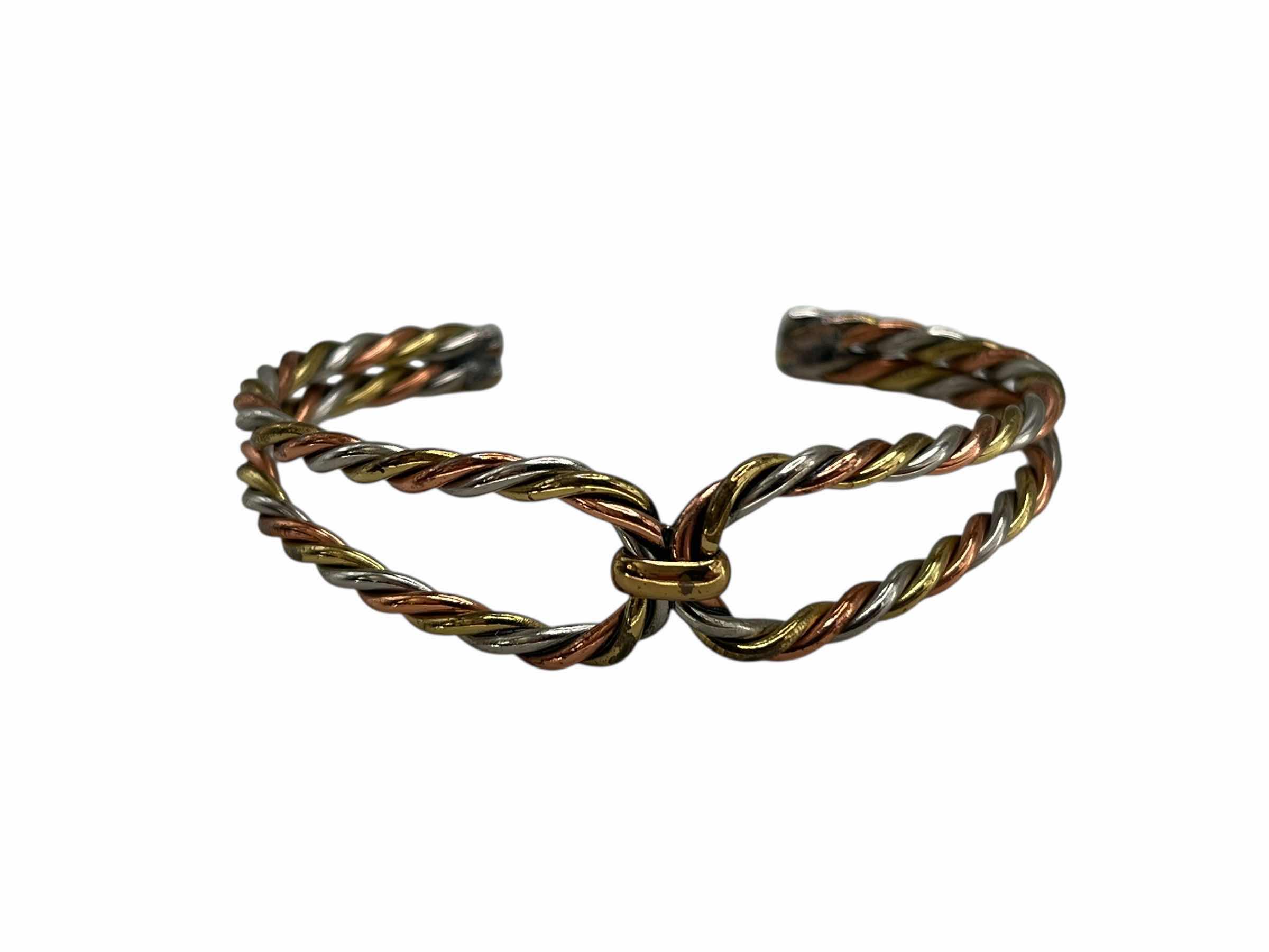 Photo 1 of TRI-METAL HAND WOVEN BRACELET 2.5” X 2”