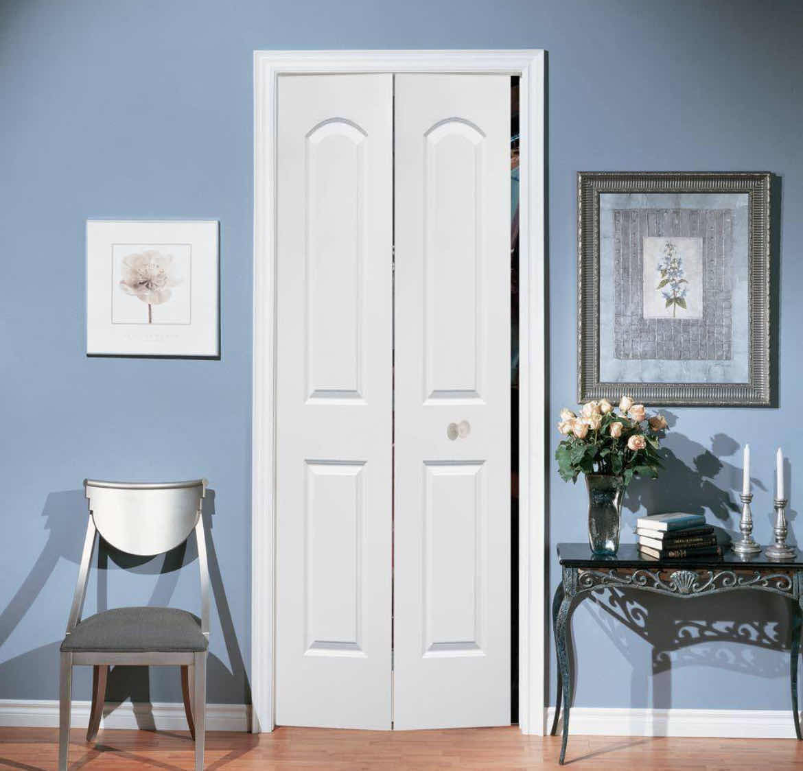 Photo 1 of NEW MASONITE WHITE FINISH ROMAN 2-PANEL HOLLOW CORE INTERIOR BIFOLD DOOR 24” X 80”