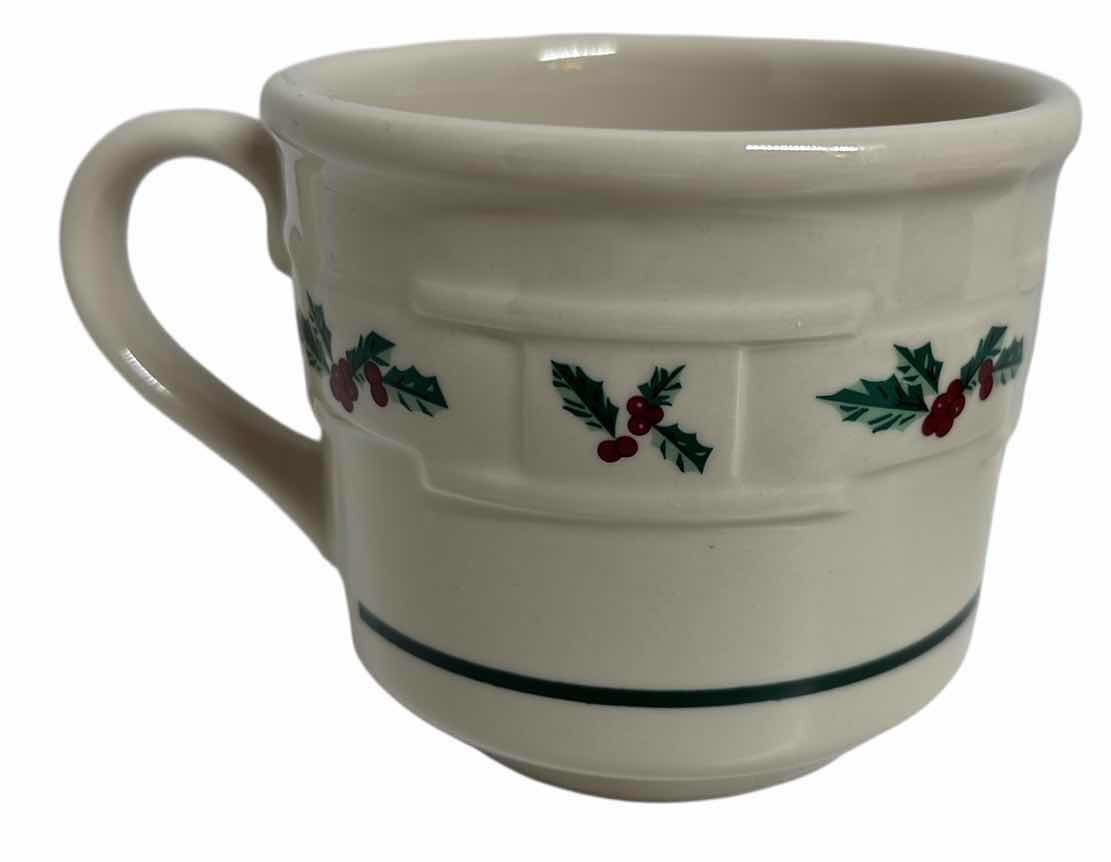 Photo 1 of LONGABERGER POTTERY WOVEN TRADITIONS HOLLY COLLECTION, 3” FLAT CUPS MUGS (2 PCS)