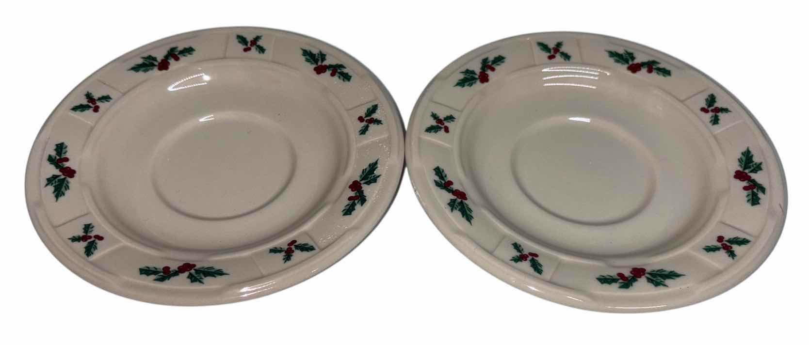 Photo 1 of LONGABERGER POTTERY WOVEN TRADITIONS HOLLY COLLECTION, 5.75” SAUCER PLATES (2)