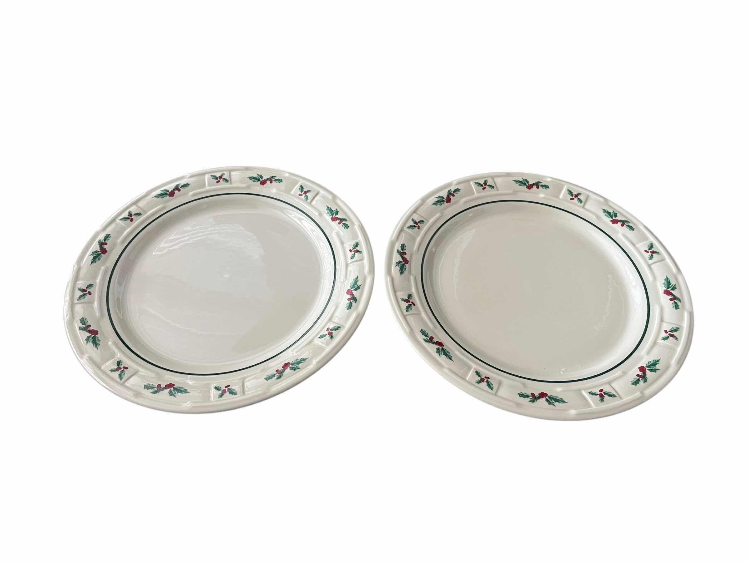 Photo 1 of LONGABERGER POTTERY WOVEN TRADITIONS HOLLY COLLECTION, 9” LUNCHEON PLATES (2)