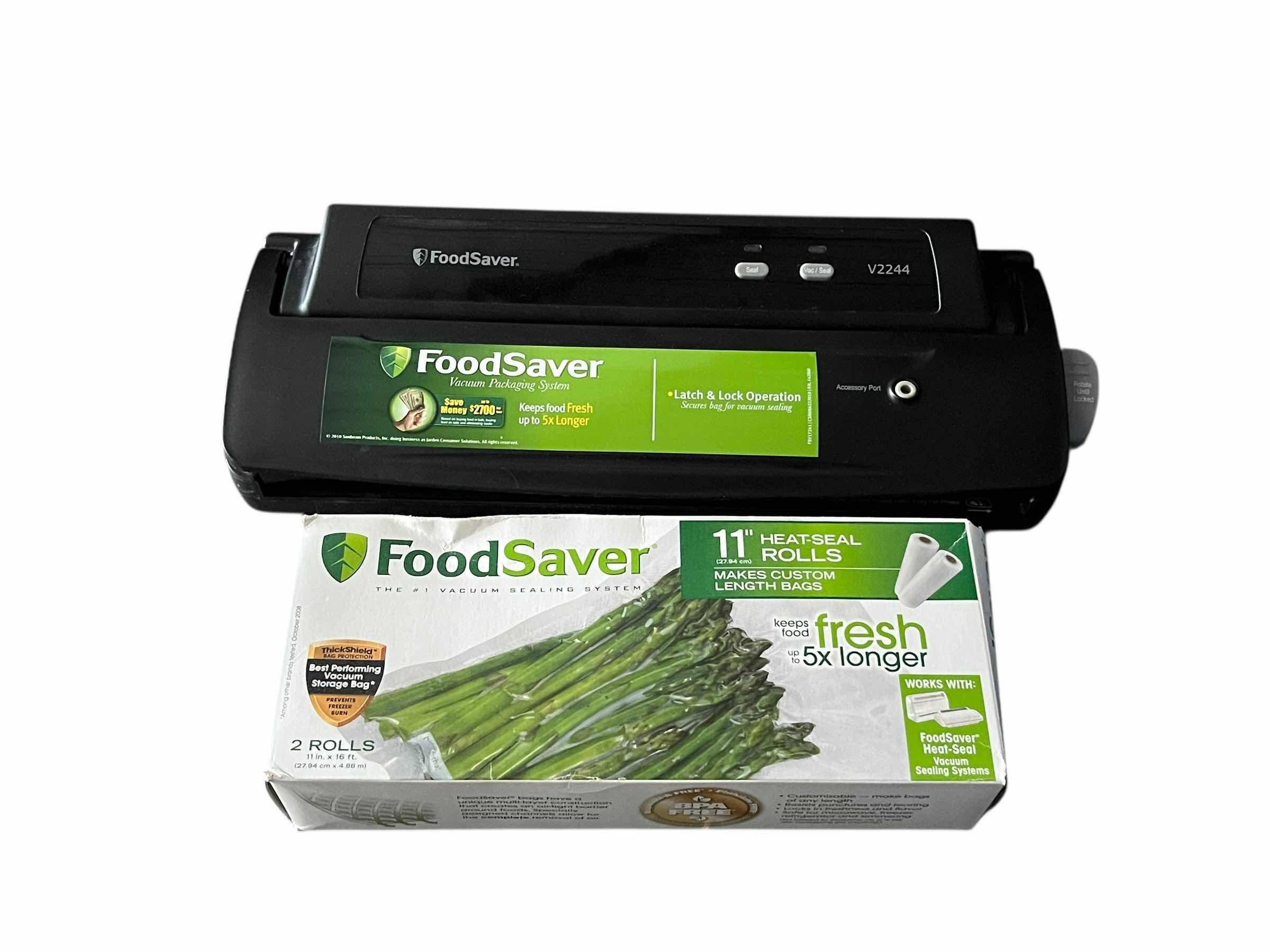Photo 1 of FOOD SAVER VACUUM PACKAGING SYSTEM V2244 W 2PACK 11” HEAT SEAL ROLLS