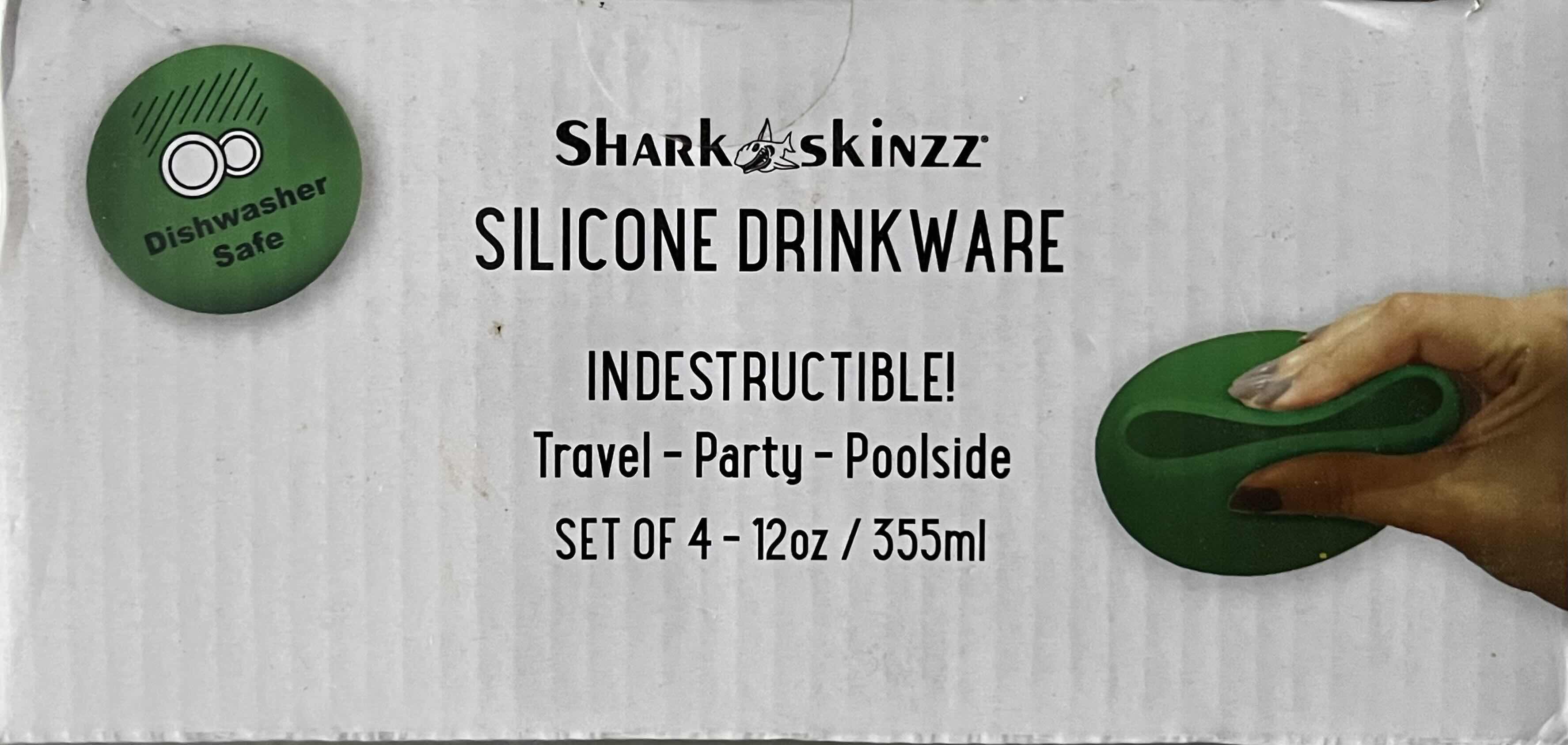 Photo 1 of NEW CYNTHIA ROWLEY MINI COCKTAIL MULTICOLORED SHAKERS 4-PACK & NEW SHARK SKINZZ SILICONE DRINKWARE 4-PACK