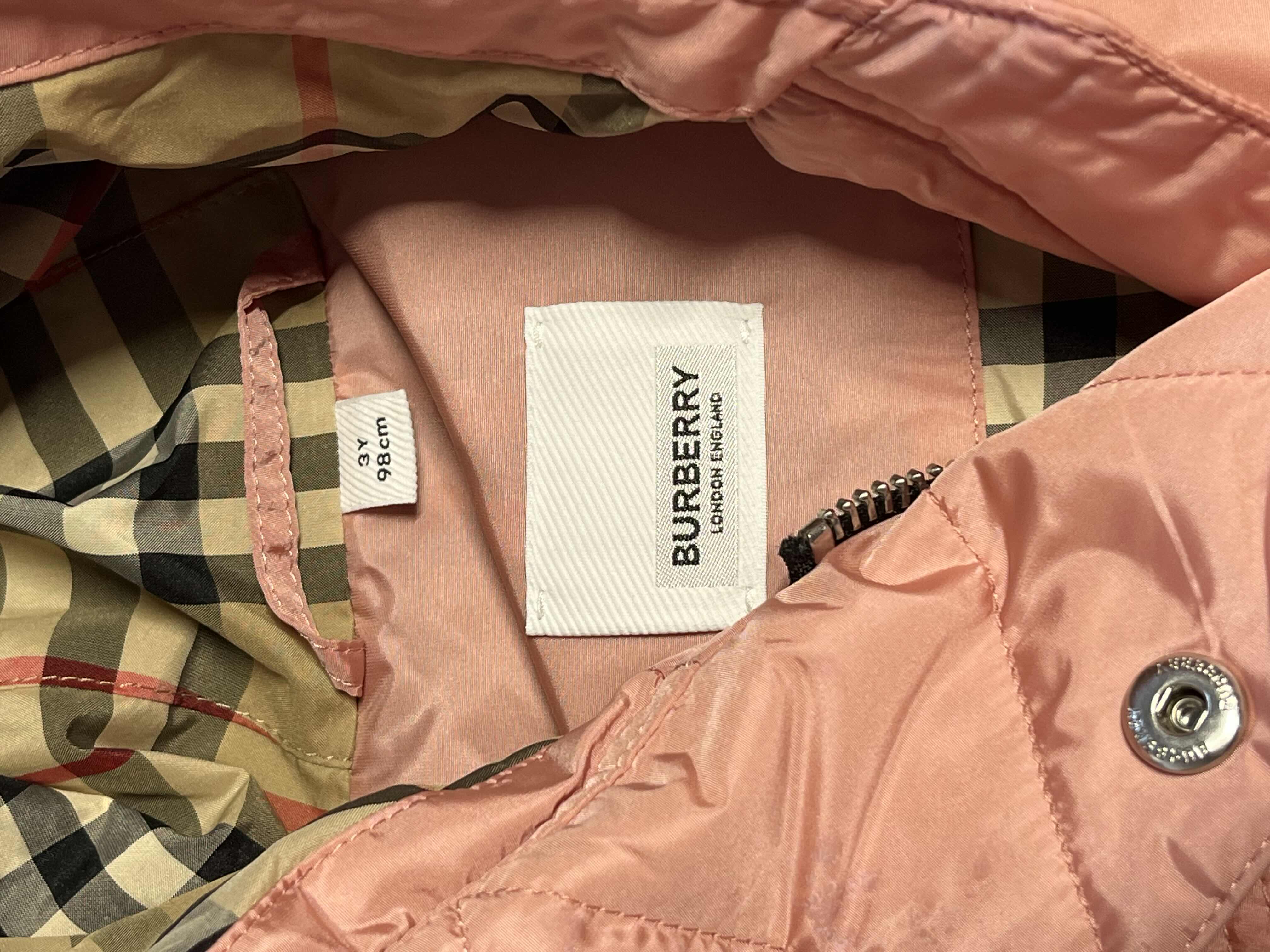Photo 1 of BURBERRY PINK HOODED DOWN VEST CHILD’S SIZE 3Y/98CM