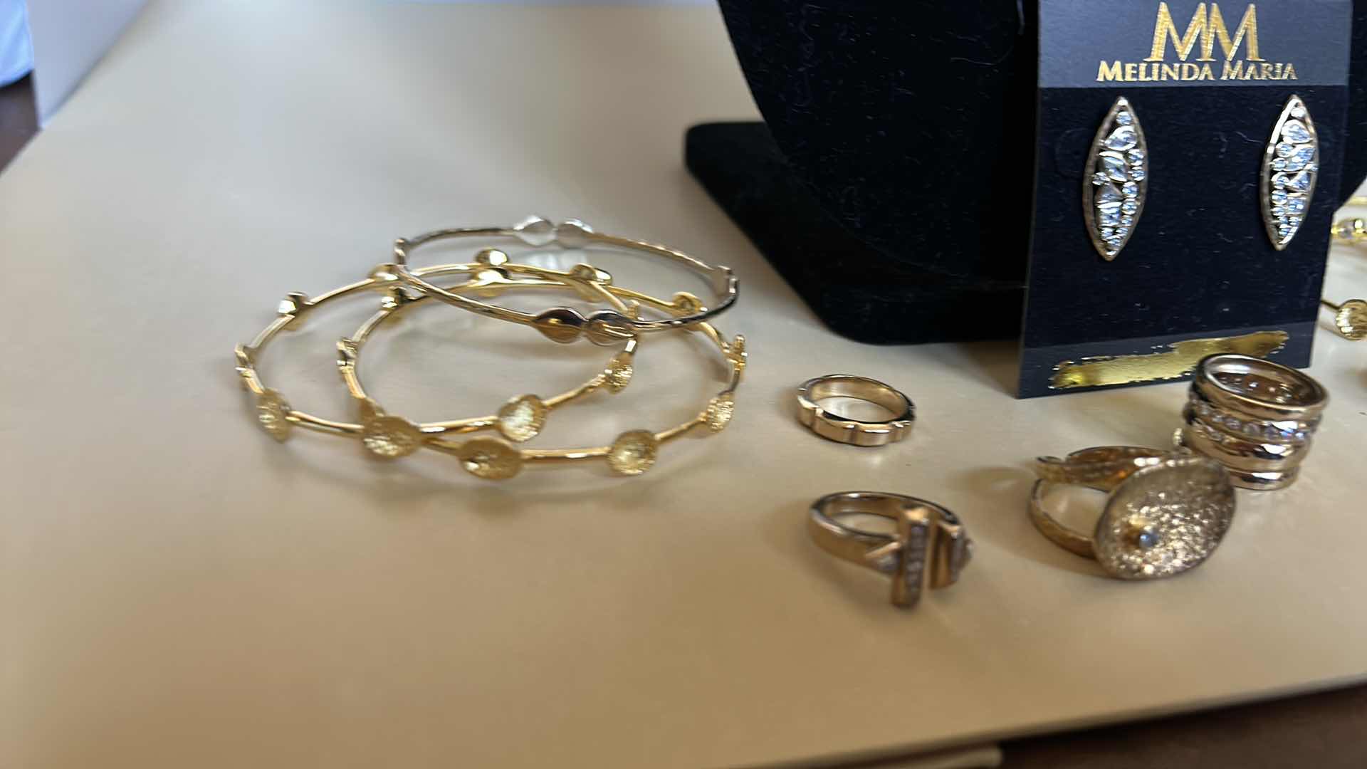 Photo 1 of COSTUME JEWELRY ASSORTMENT 14K GOLD ELECTROPLATED RINGS 5 & 6