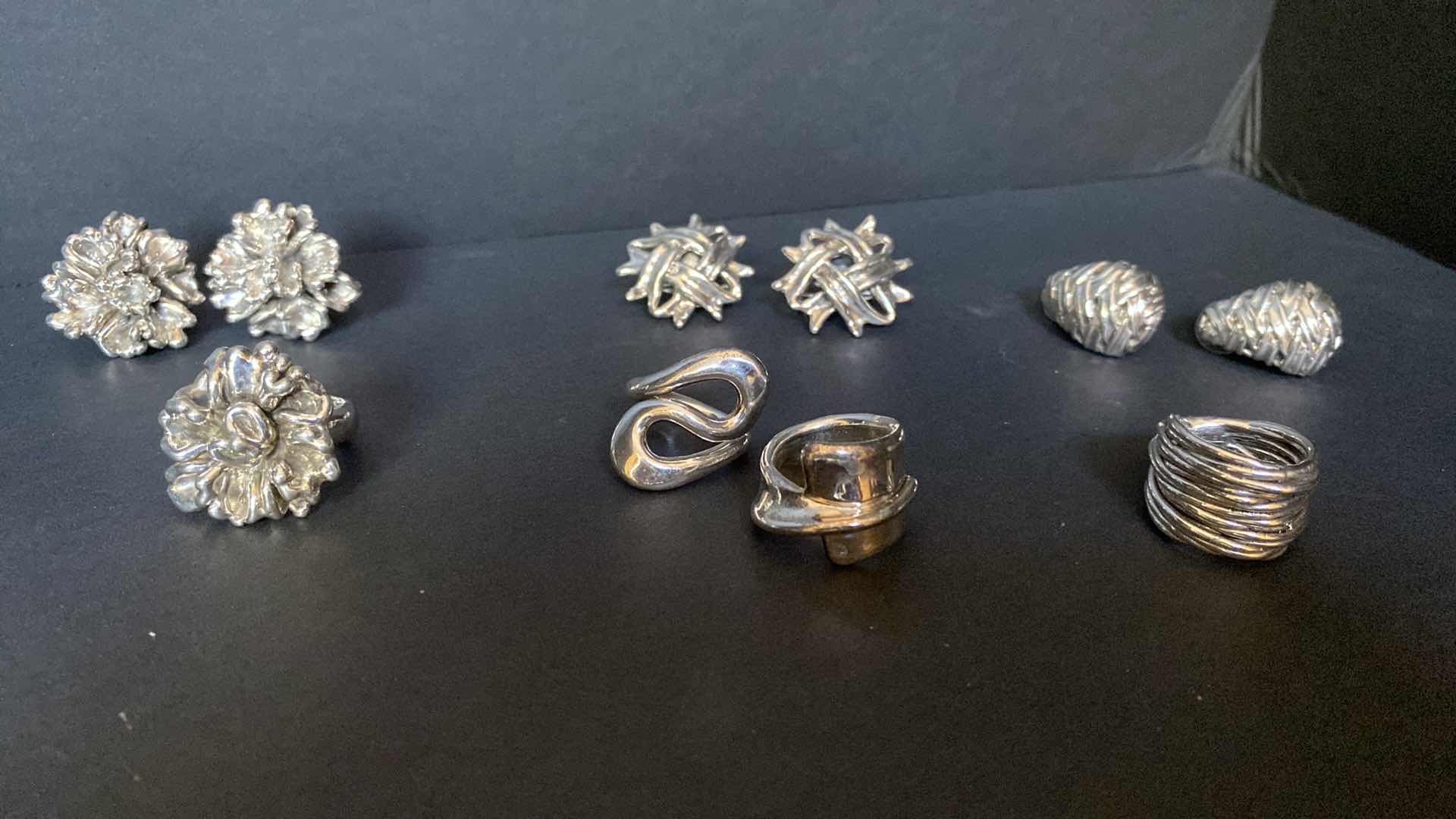 Photo 1 of ELECTROPLATED SILVER JEWELRY FROM ISRAEL EARRINGS AND RINGS