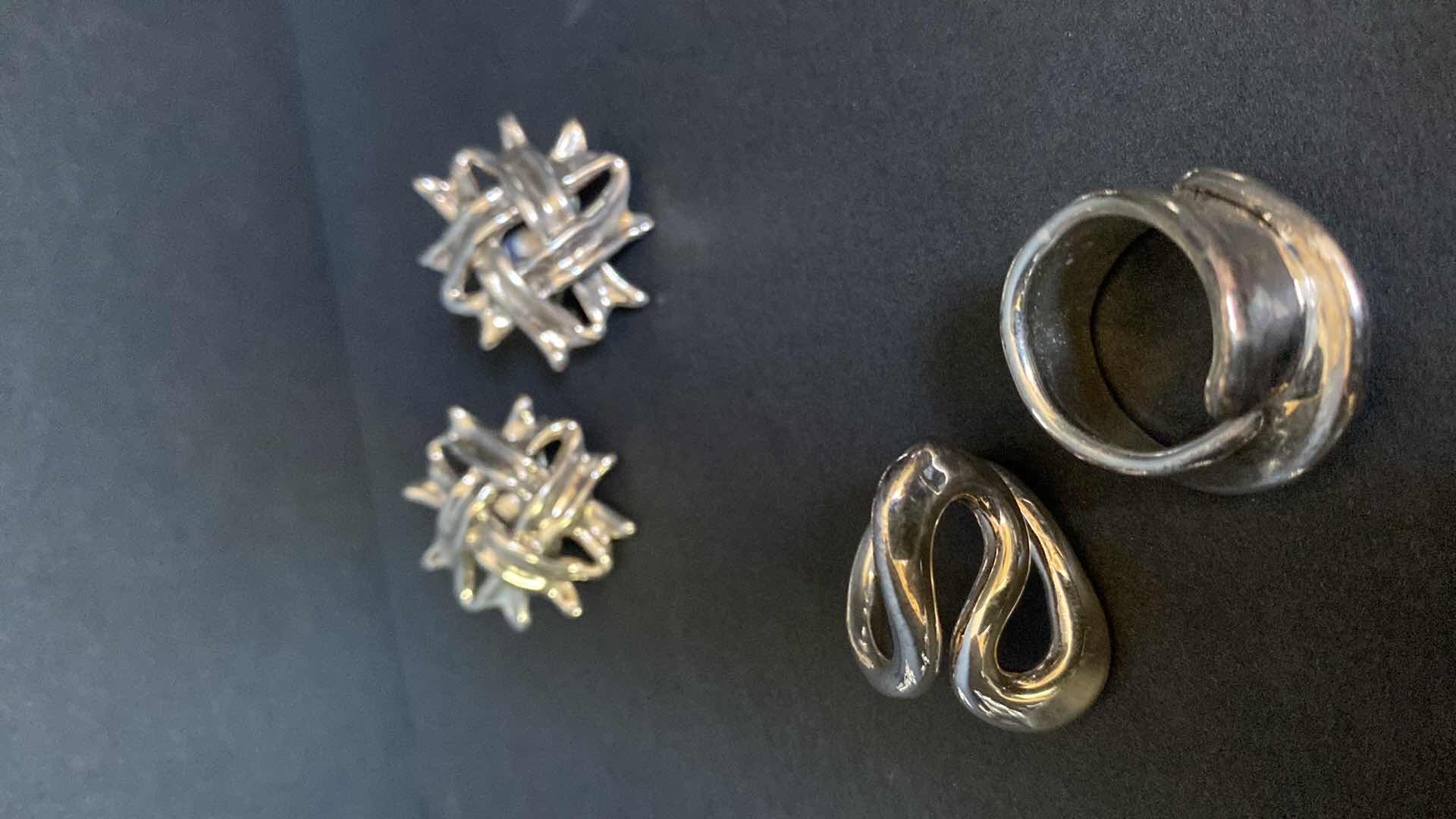 Photo 1 of ELECTROPLATED SILVER JEWELRY FROM ISRAEL EARRINGS AND RINGS