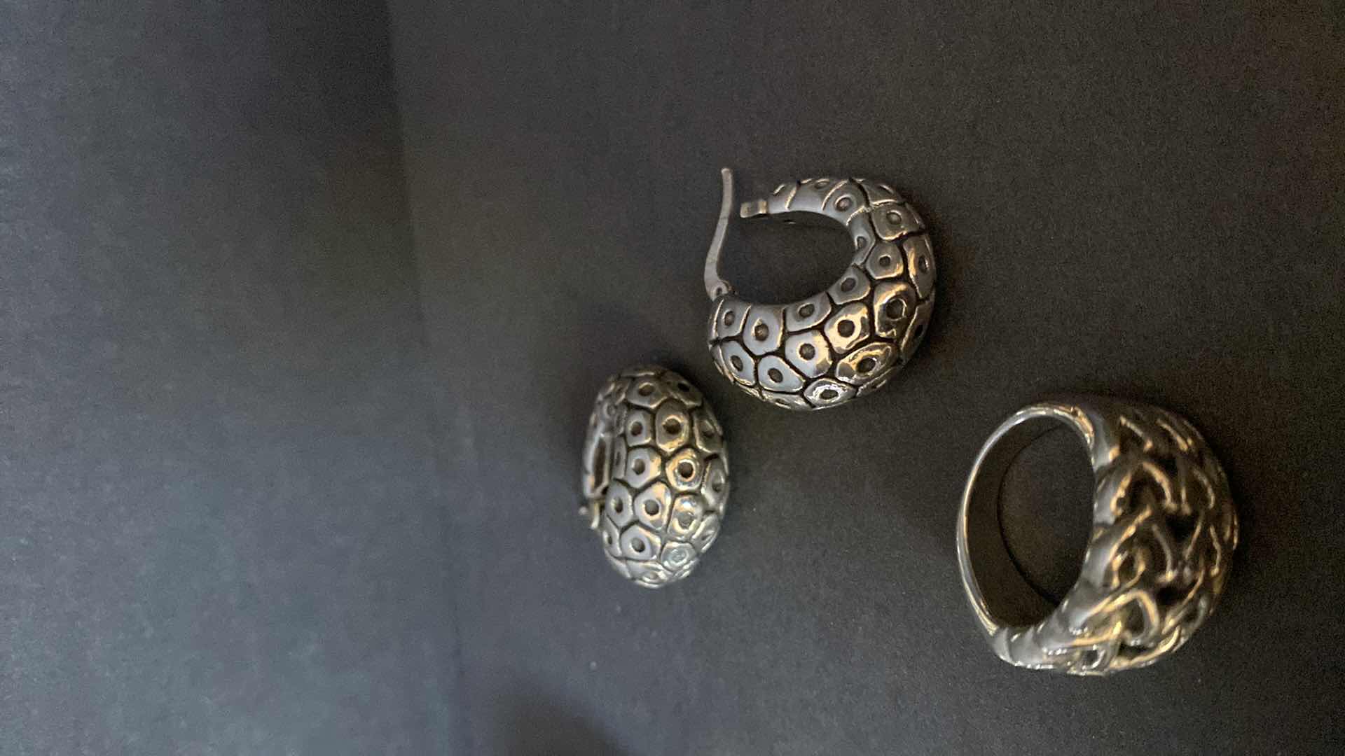 Photo 1 of ELECTROPLATED SILVER JEWELRY FROM ISRAEL EARRINGS AND RINGS