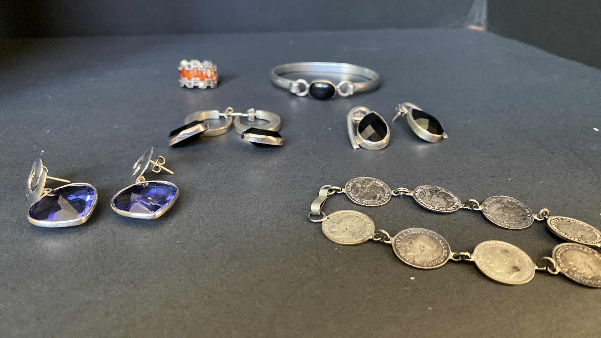 Photo 1 of SILVER 92.5 EARRINGS RING, BRACELET NO MARKINGS