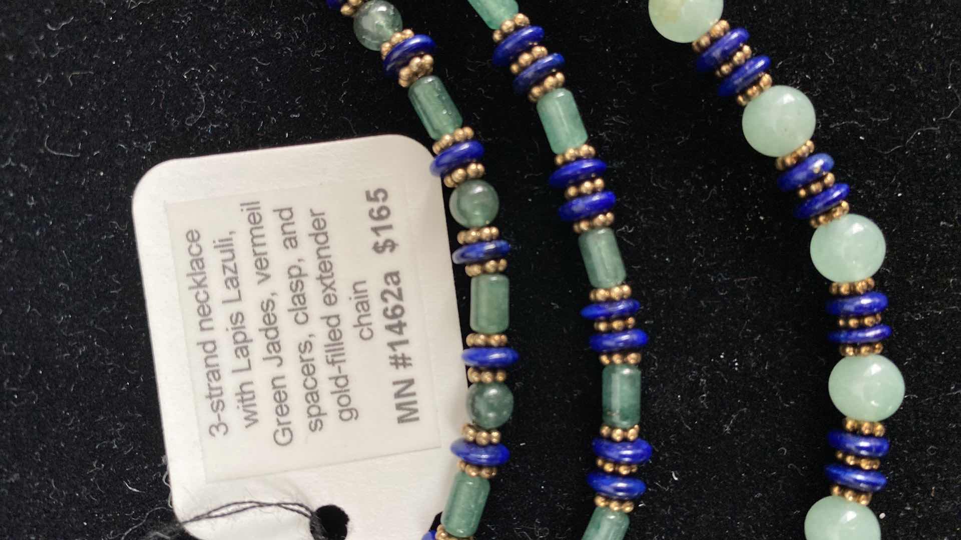 Photo 1 of STERLING NECKLACE WITH LAPIS LAZULI JADE VERMEIL SPACERS $198
