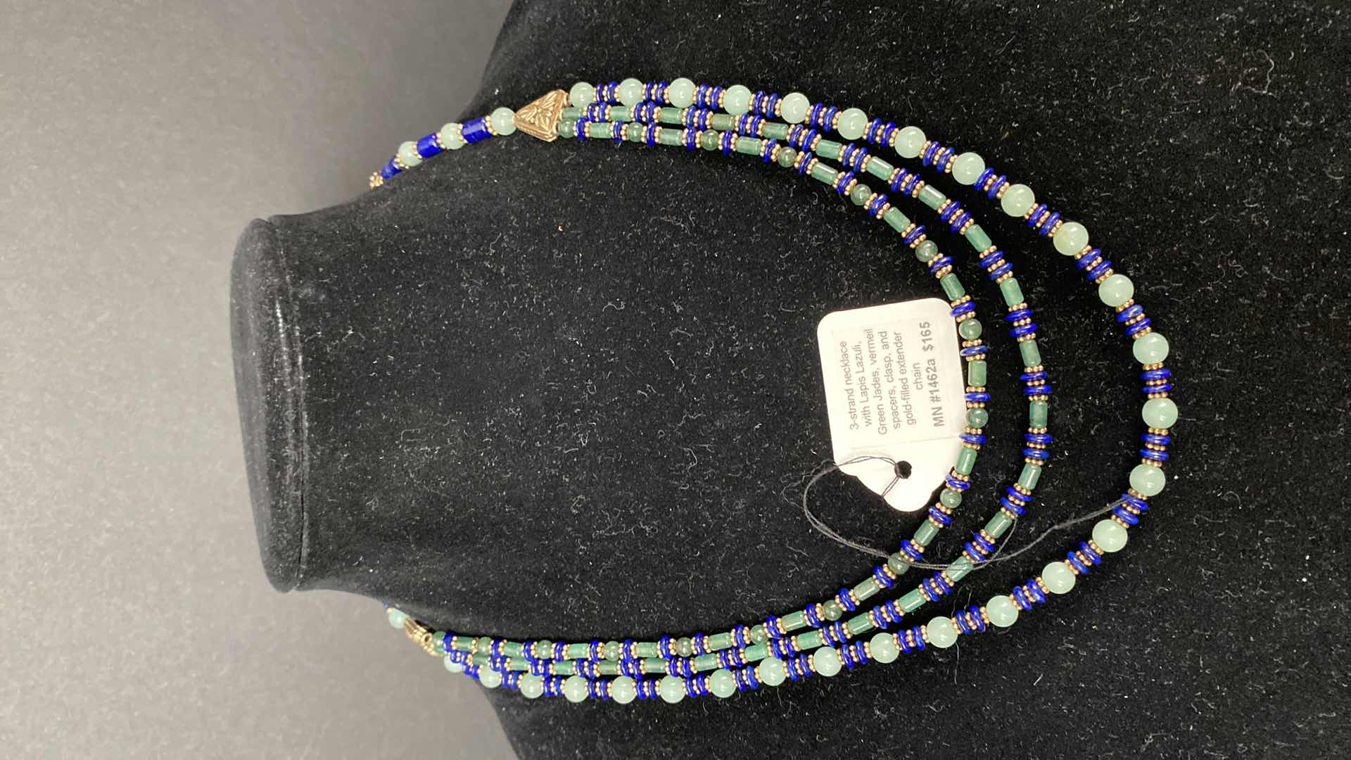 Photo 1 of STERLING NECKLACE WITH LAPIS LAZULI JADE VERMEIL SPACERS $198