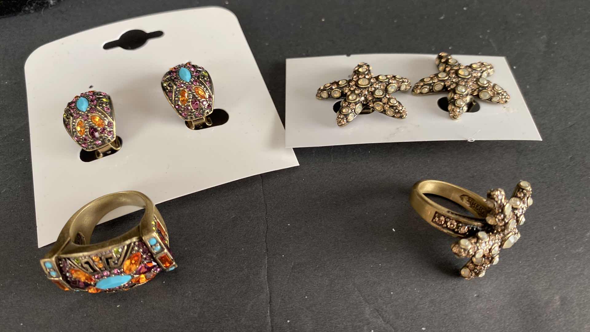 Photo 1 of HEIDI DAUS CLIP ON EARRINGS AND RINGS COSTUME JEWELRY $250