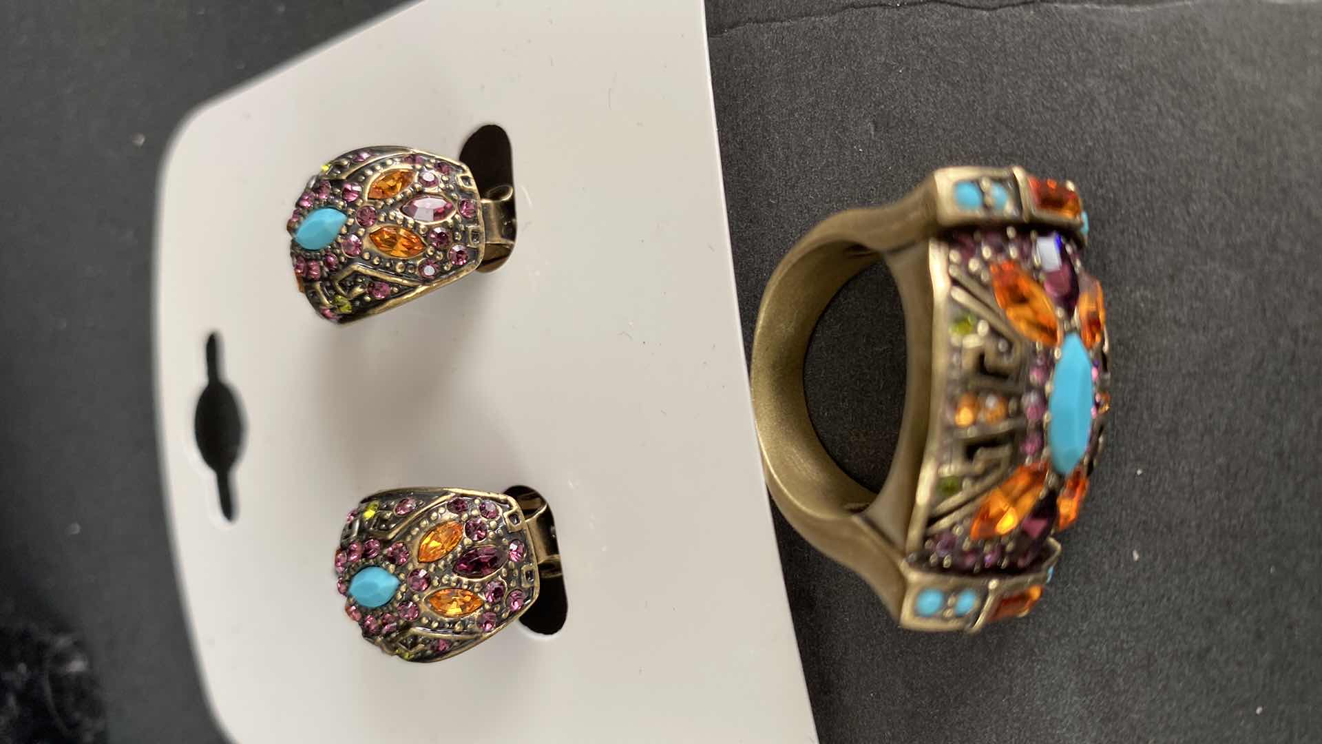 Photo 1 of HEIDI DAUS CLIP ON EARRINGS AND RINGS COSTUME JEWELRY $250