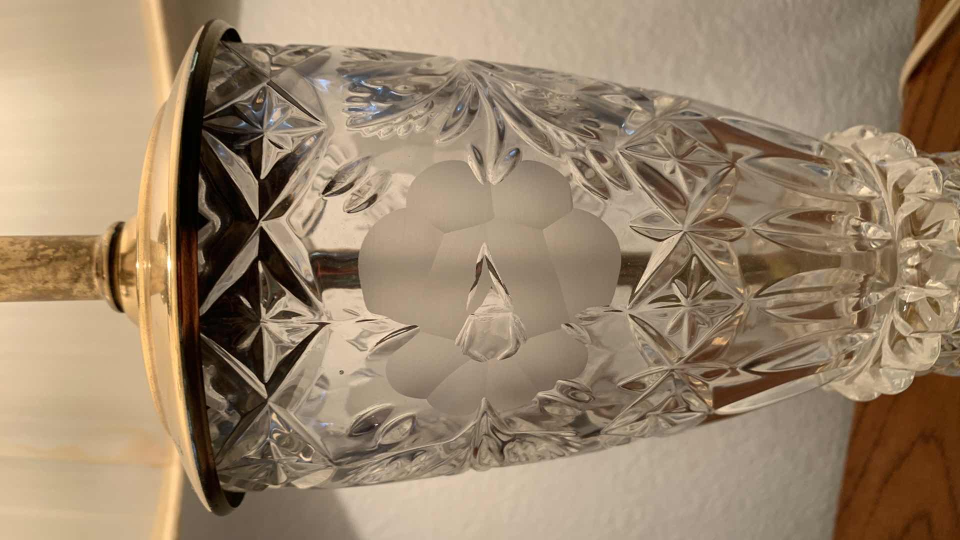 Photo 1 of VINTAGE CRYSTAL LAMP STAR CUT DESIGN 28” $250