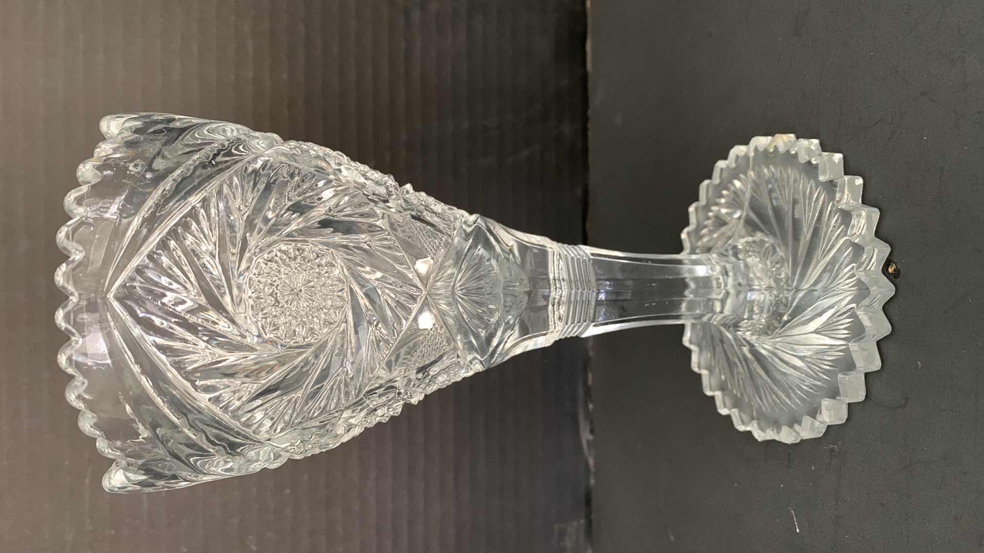 Photo 1 of 1920 IMPERIAL GLASS VASE ROSE MARIE PATTERN 9” TALL