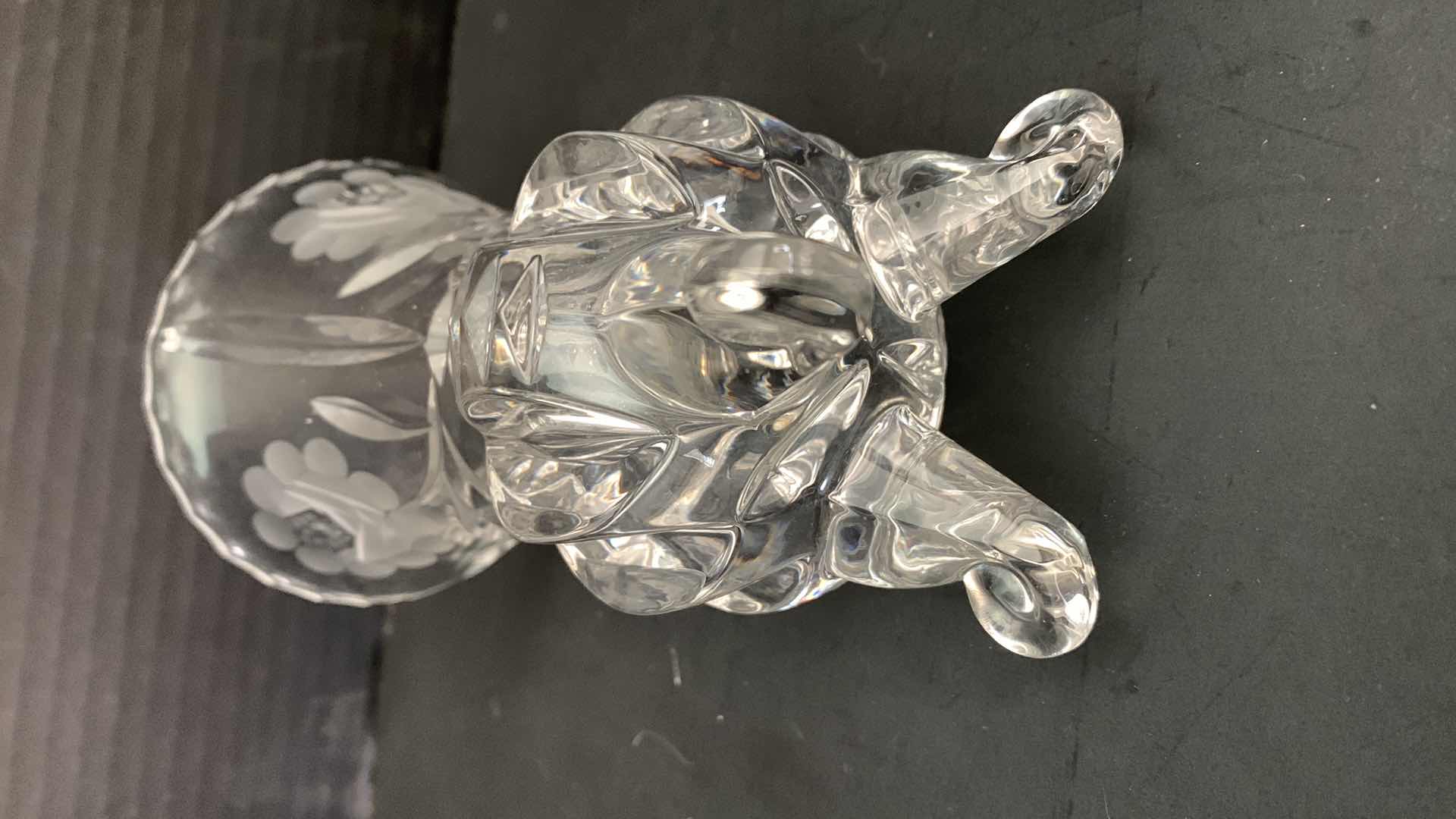 Photo 1 of VINTAGE CLEAR CUT GLASS 6” VASE WITH CLAW FEET