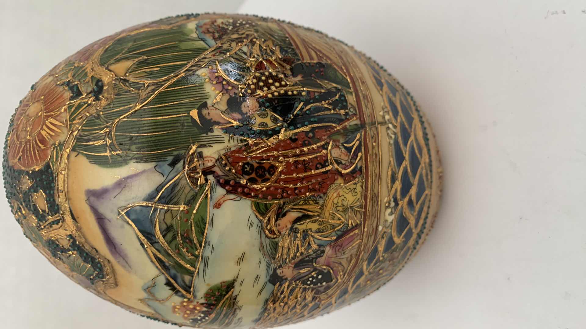 Photo 1 of SATSUMA FINE PORCELAIN EGG 6” TALLAND FILIGREE ART PLATE 8” WIDE