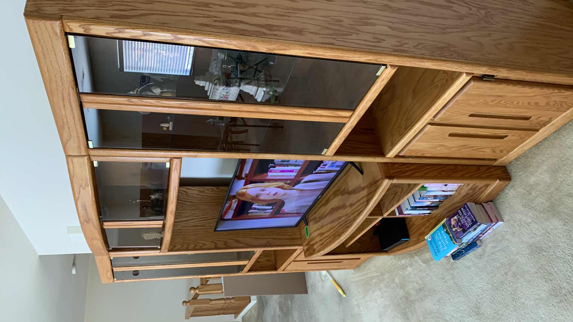 Photo 1 of THREE PIECE OAK ENTERTAINMENT CENTER 87” X 20 H 72”