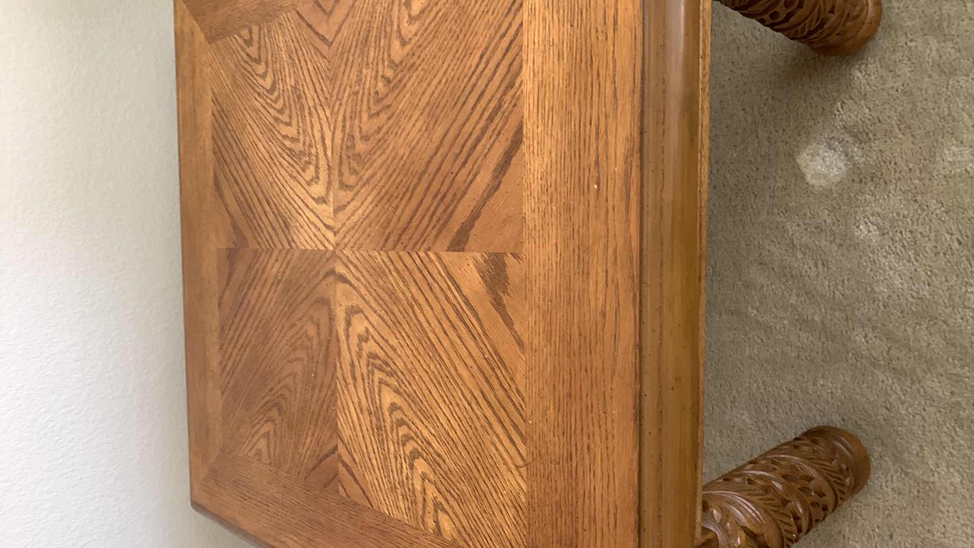 Photo 1 of WOODEN END TABLE WITH CARVED LEGS 27” X 27” H 23”