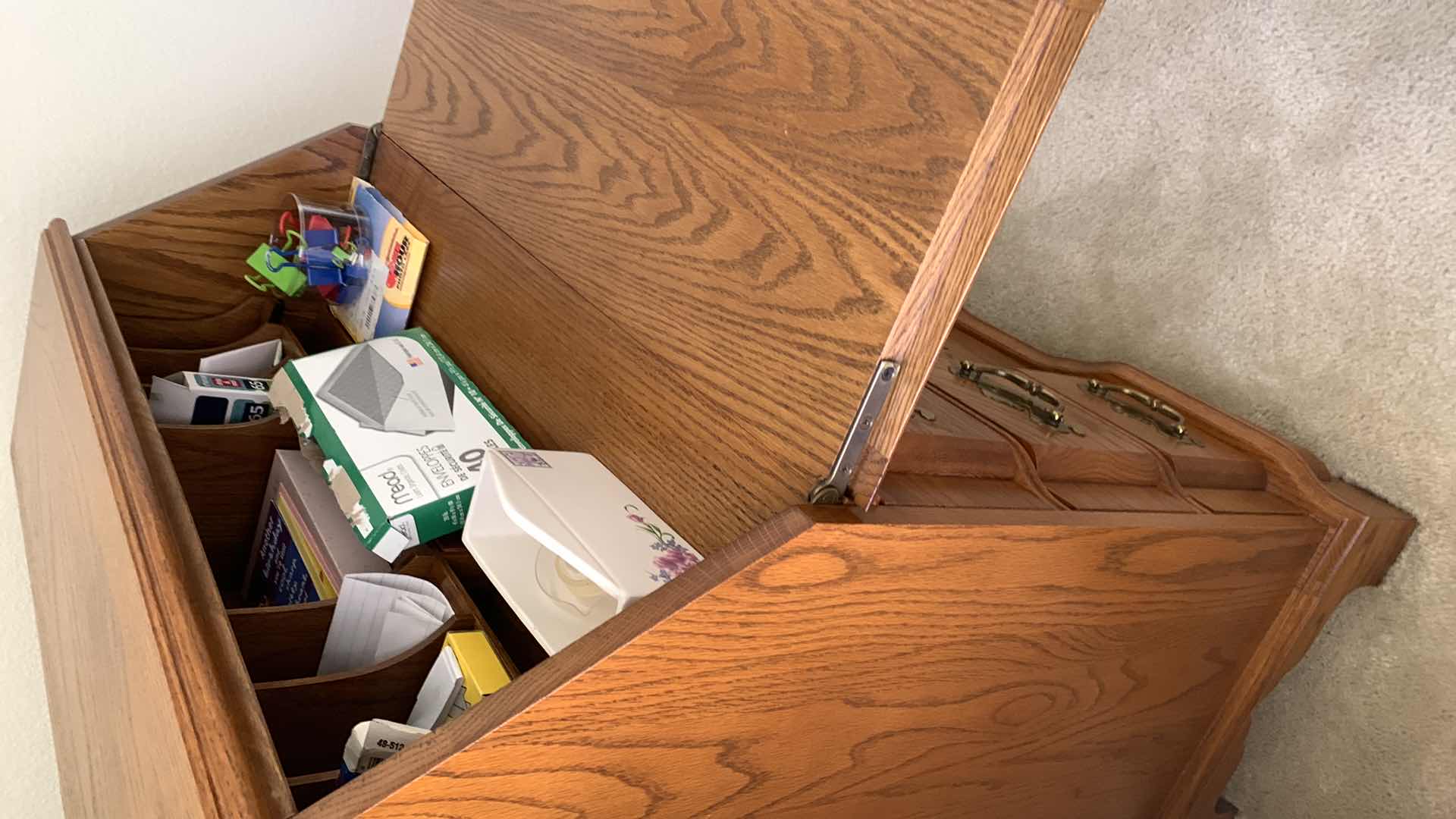 Photo 1 of VINTAGE DROP FRONT SECRETARY WRITING DESK 30” X 15” H 37”