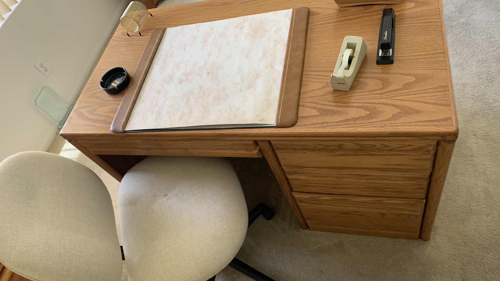 View 2 of OAK DESK WITH CHAIR 48” X 25” H 30”