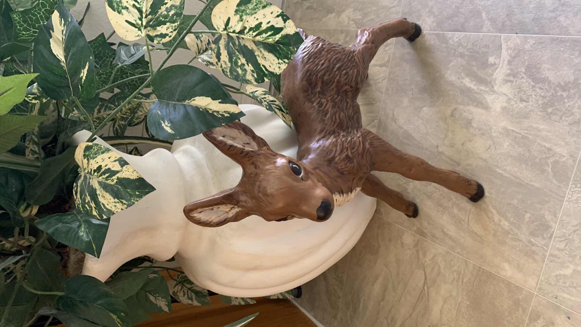 Photo 2 of FAUX PLANTS AND BABY DEER STATUE