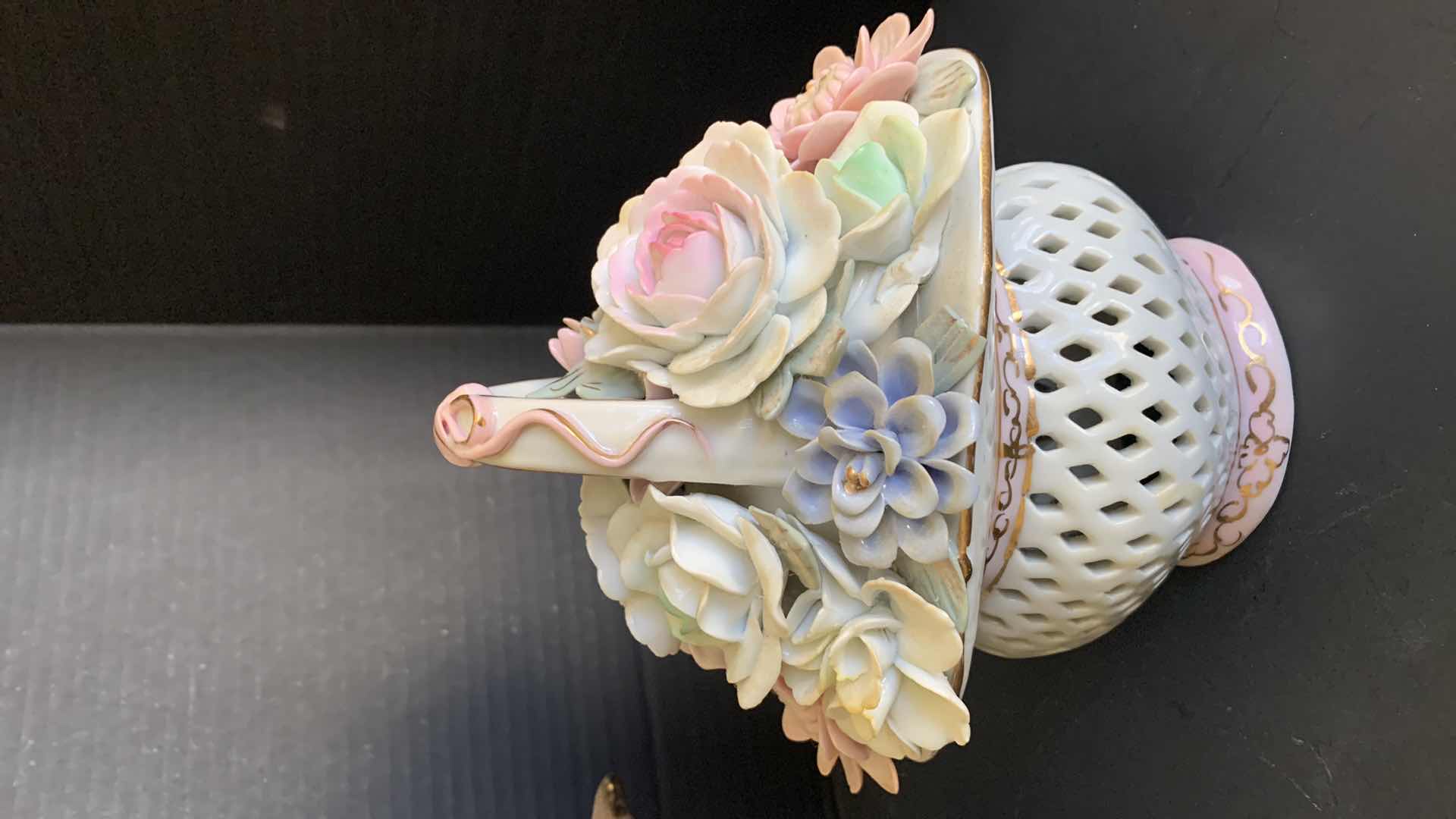 Photo 1 of SET OF THREE CAPIODAMONTE LATTICE VASES 12” TALLEST