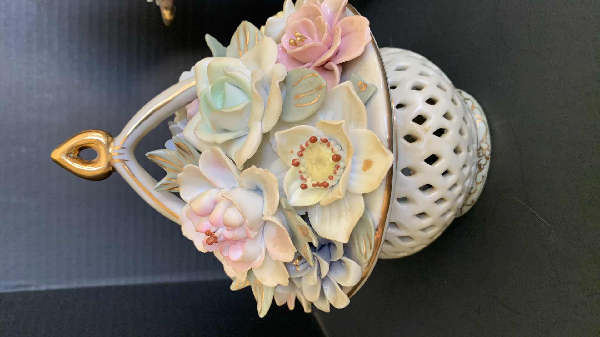 Photo 2 of SET OF THREE CAPIODAMONTE LATTICE VASES 12” TALLEST