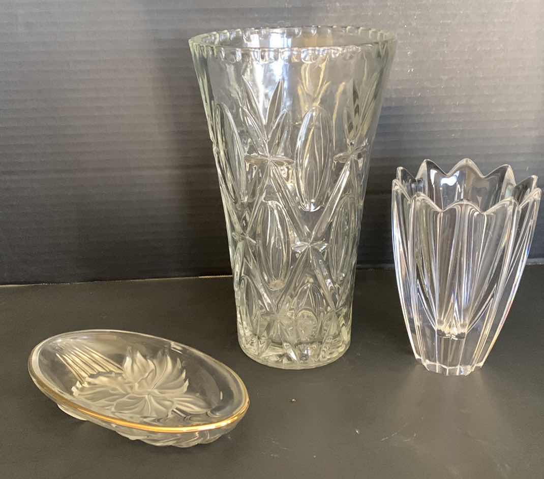 Photo 1 of CRYSTAL VASES AND MIKASA CANDY DISH