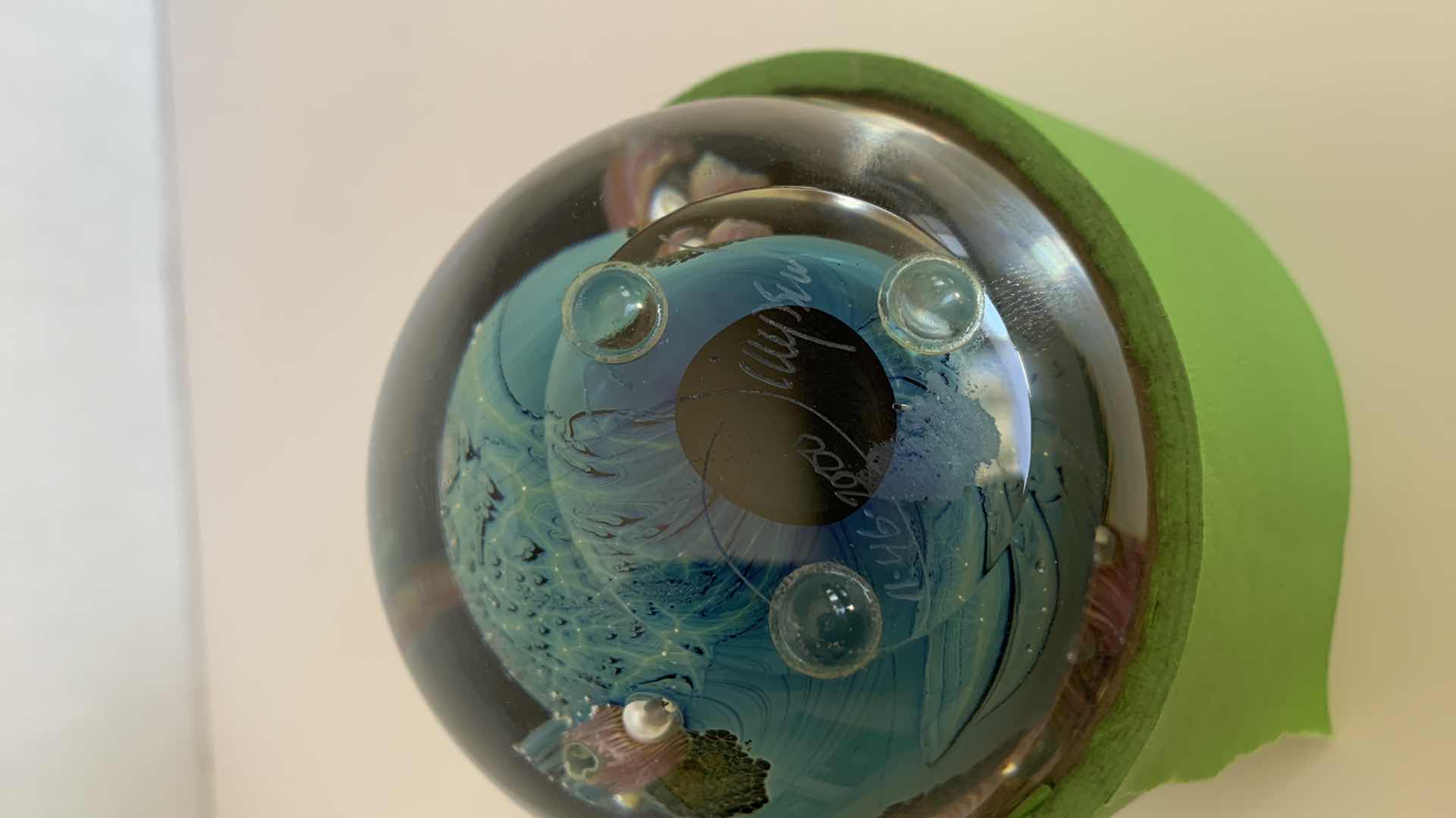 Photo 1 of JOSH SIMPSON ART GLASS 4.25 PLANET PAPERWEIGHT $720