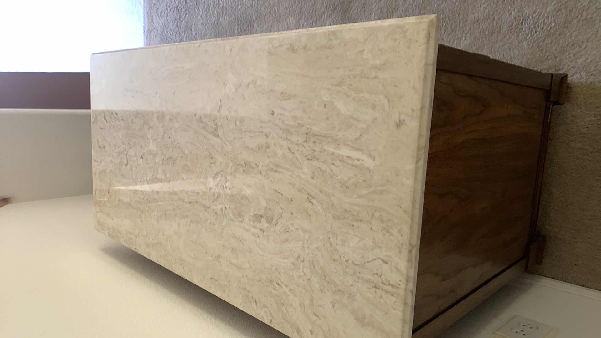 Photo 2 of MARBLE TOP SIDEBOARD 38” X 19” H 29”