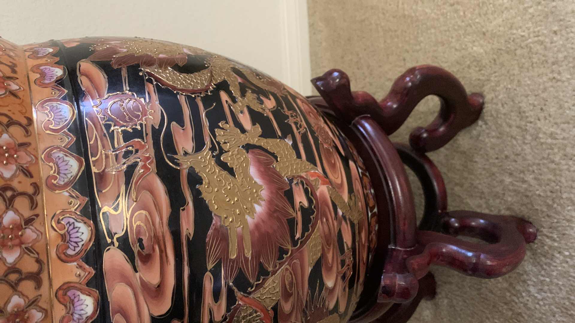 Photo 1 of CHINESE PORCELAIN FISH BOWL ON STAND 12” X 19”