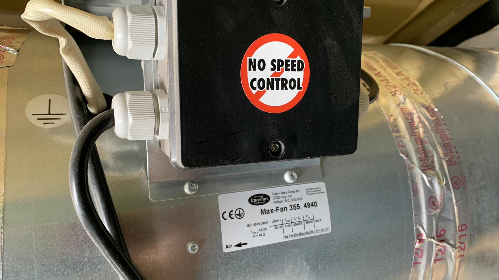 Photo 1 of MAX FAN 14” THE BEAST 230 VOLT 3300 CFN WITH BACKDRAFT DAMPER AND DUCTING 58”