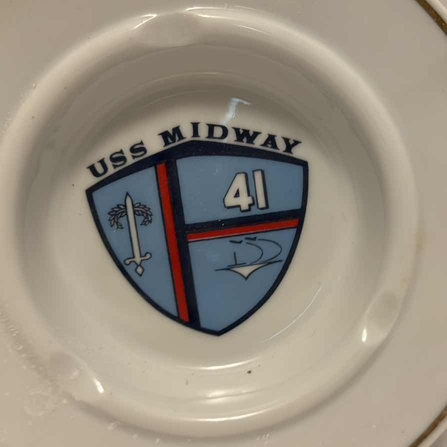 Photo 1 of $100 SET OF 2 USS MIDWAY ASHTRAYS