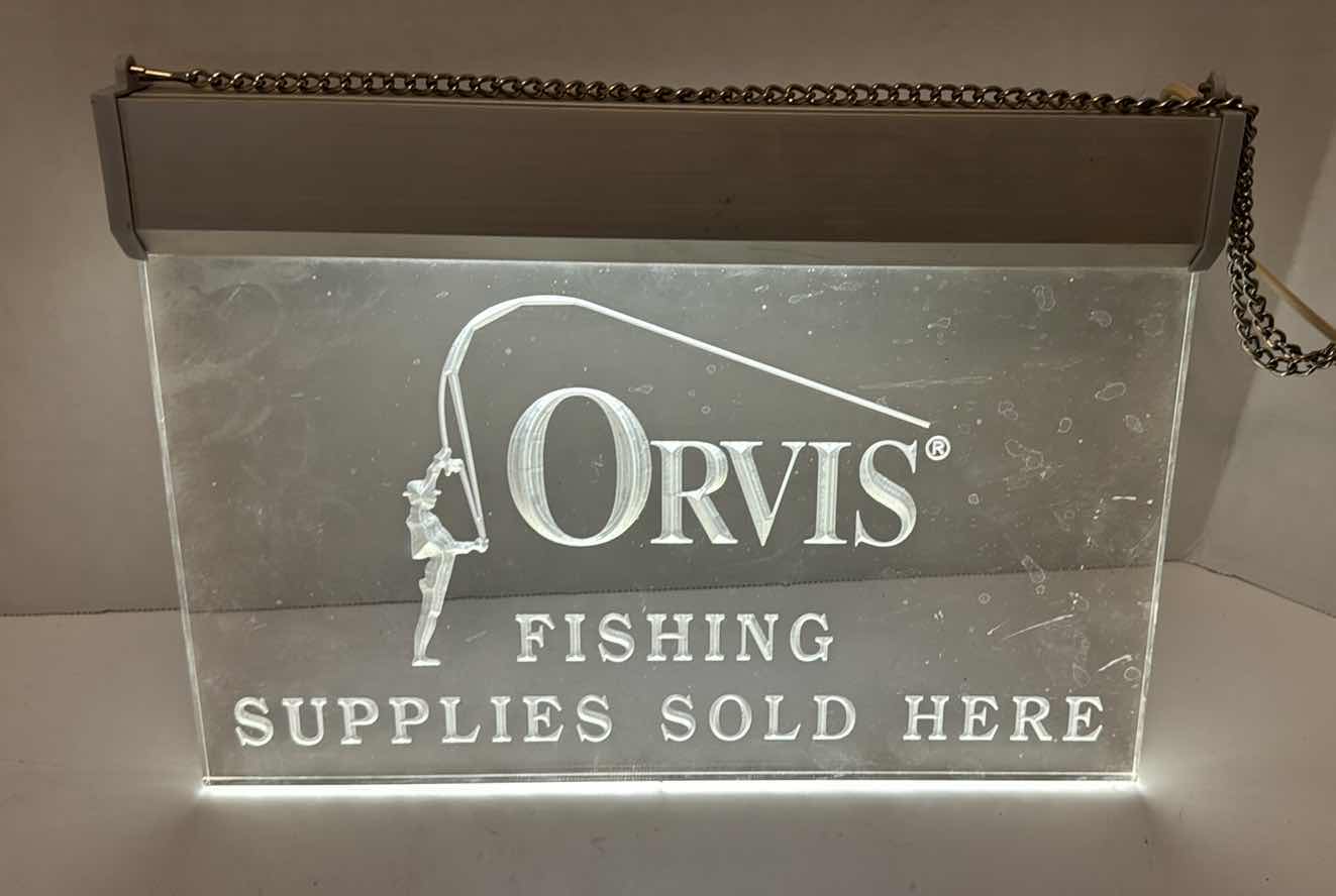 Photo 1 of ORVIS FISHING HANGING AND LIGHTED SIGN